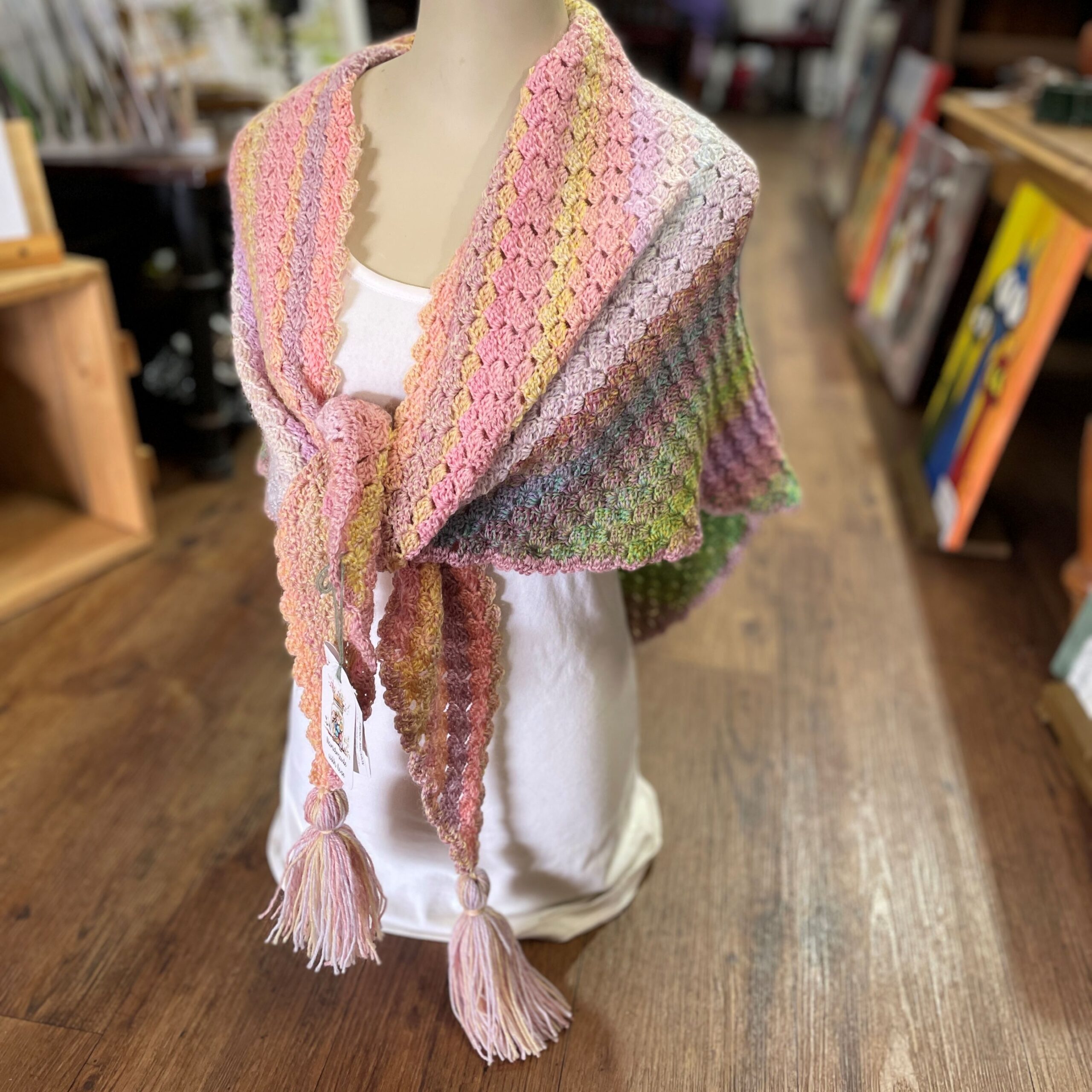 "HAND CROCHETED SHAWL" ~ in Multicolour Pastels by Hedi English - Image 2