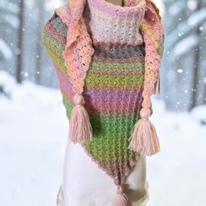 "HAND CROCHETED SHAWL" ~ in Multicolour Pastels by Hedi English