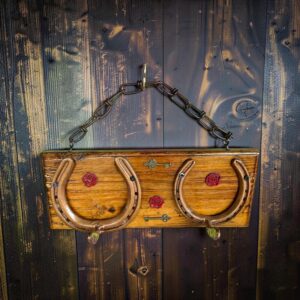 "ROSES" ~ Two Hook Horseshoe Hatrack by Gunney Klippelt