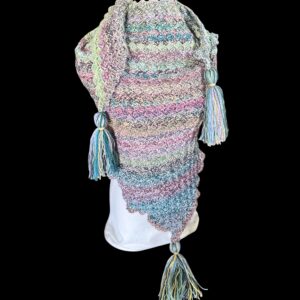 "HAND CROCHETED SHAWL" - in Variegated Green Purple Blue by Hedi English