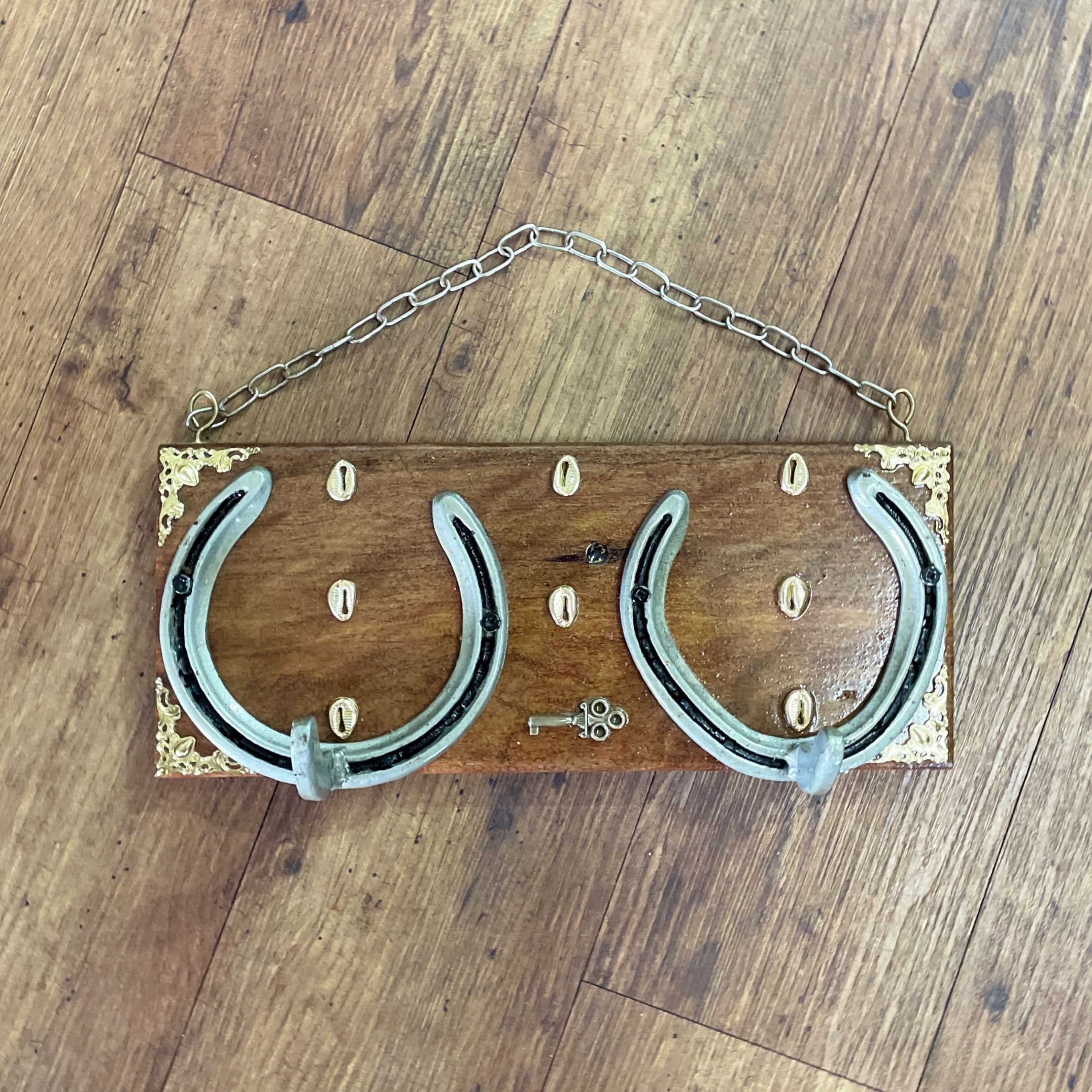 "GOLD METALLIC DECALS" ~ Two Hook Horseshoe Hatrack by Gunney Klippelt - Image 2