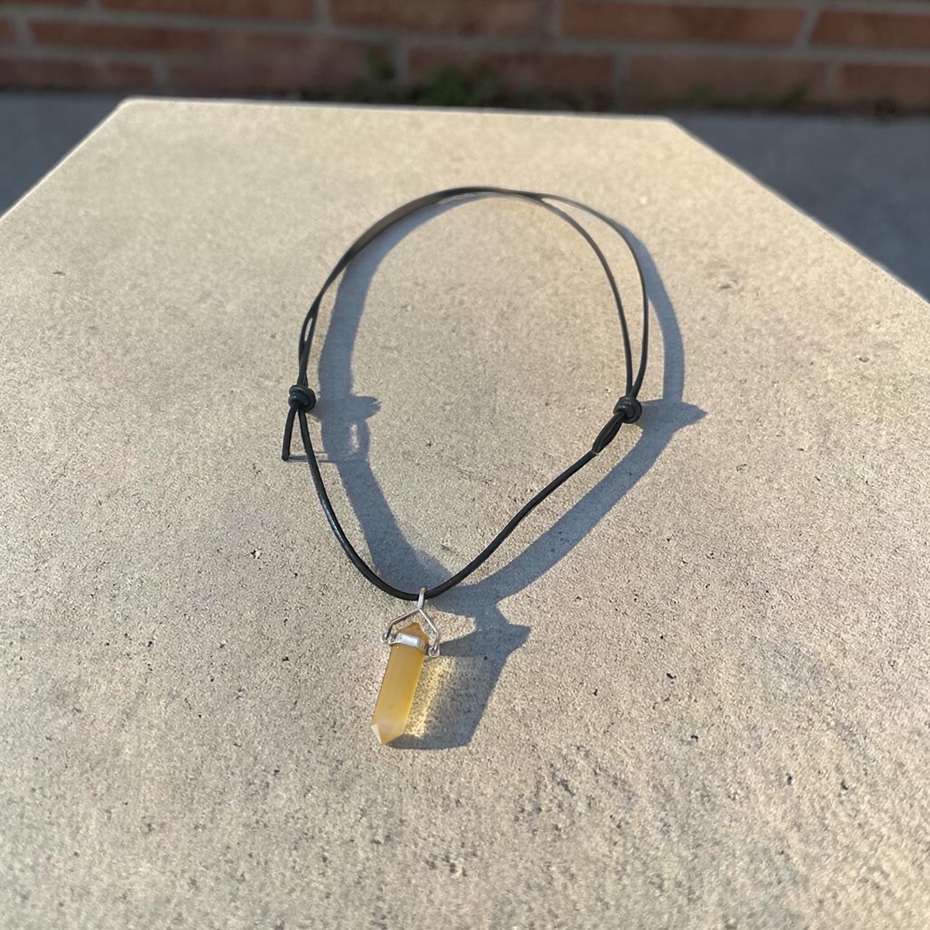 "BLACK LEATHER NECKLACE" ~ with Calcite Stone Pendant by Wanita Stanley - Image 5