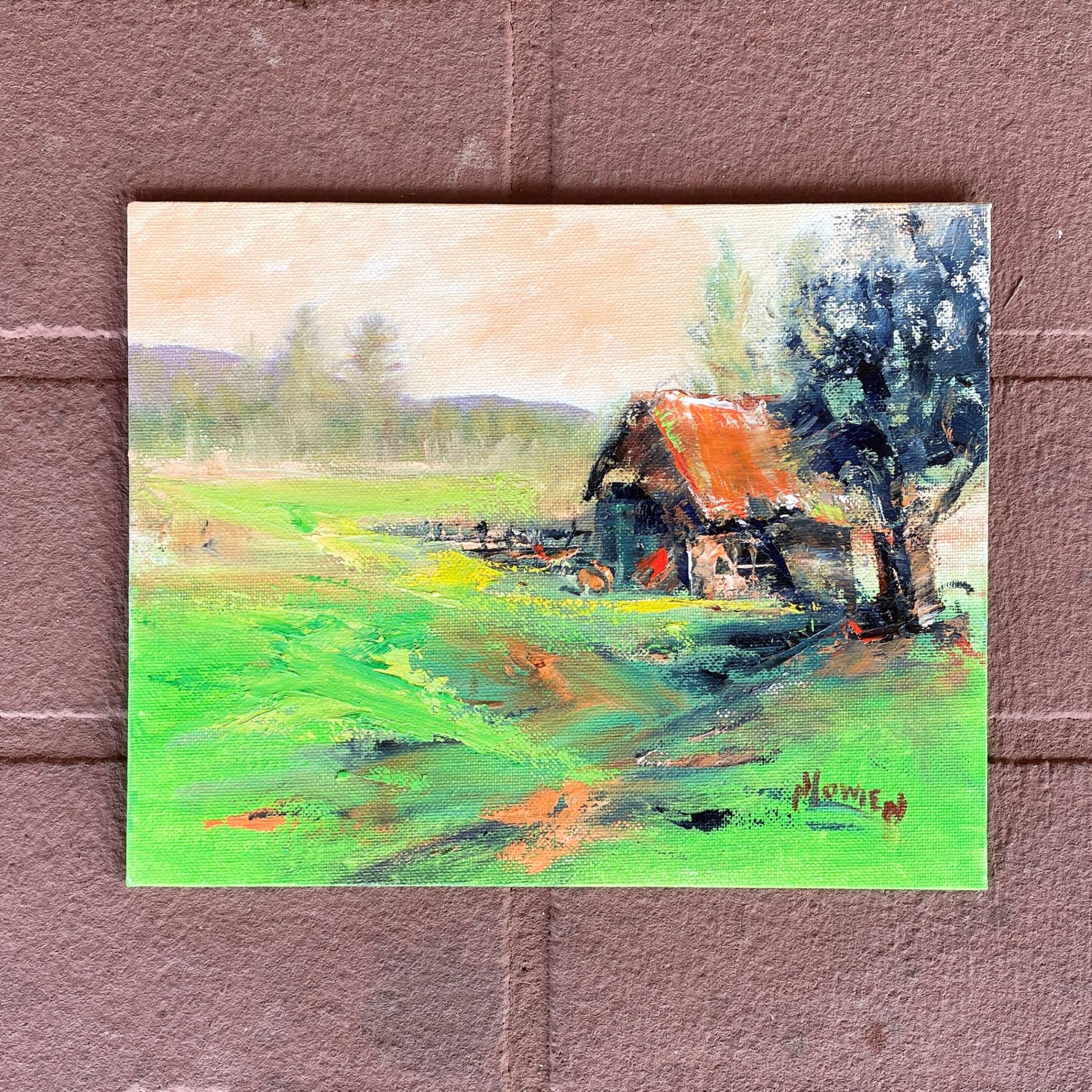 "GREEN MEADOWS" ~ Original Oil Painting by Noela Lowien - Image 2