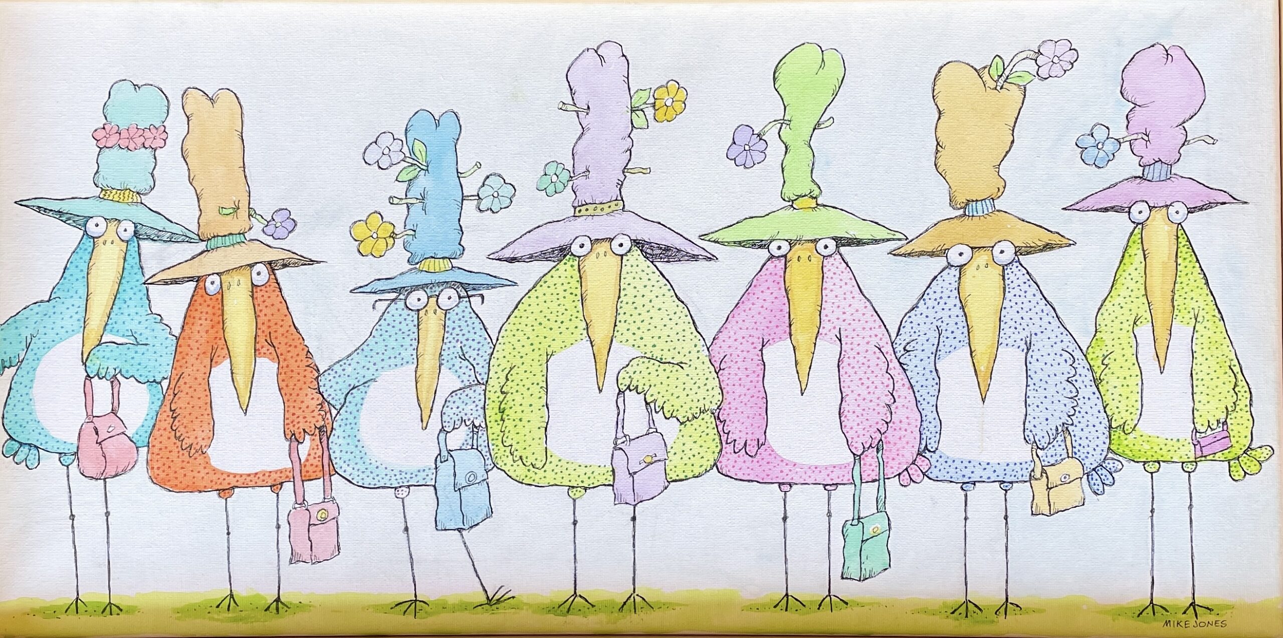 "LADIES DAY OUT"~ Original Ink and Acrylic Painting by Mike Jones - Image 4