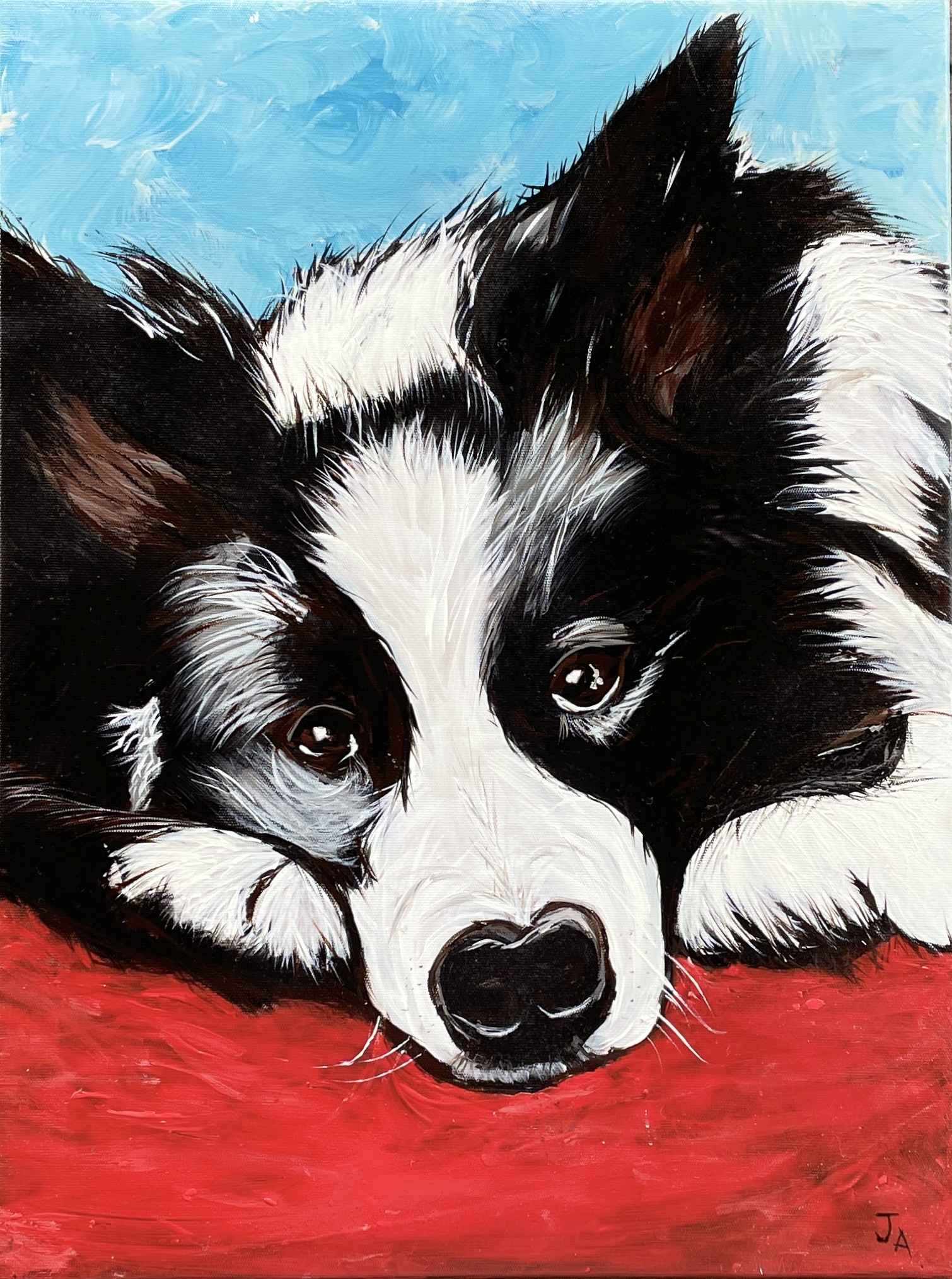 "CUTE COLLIE" ~ Original Acrylic Painting by Julie Burton-Jones - Image 3