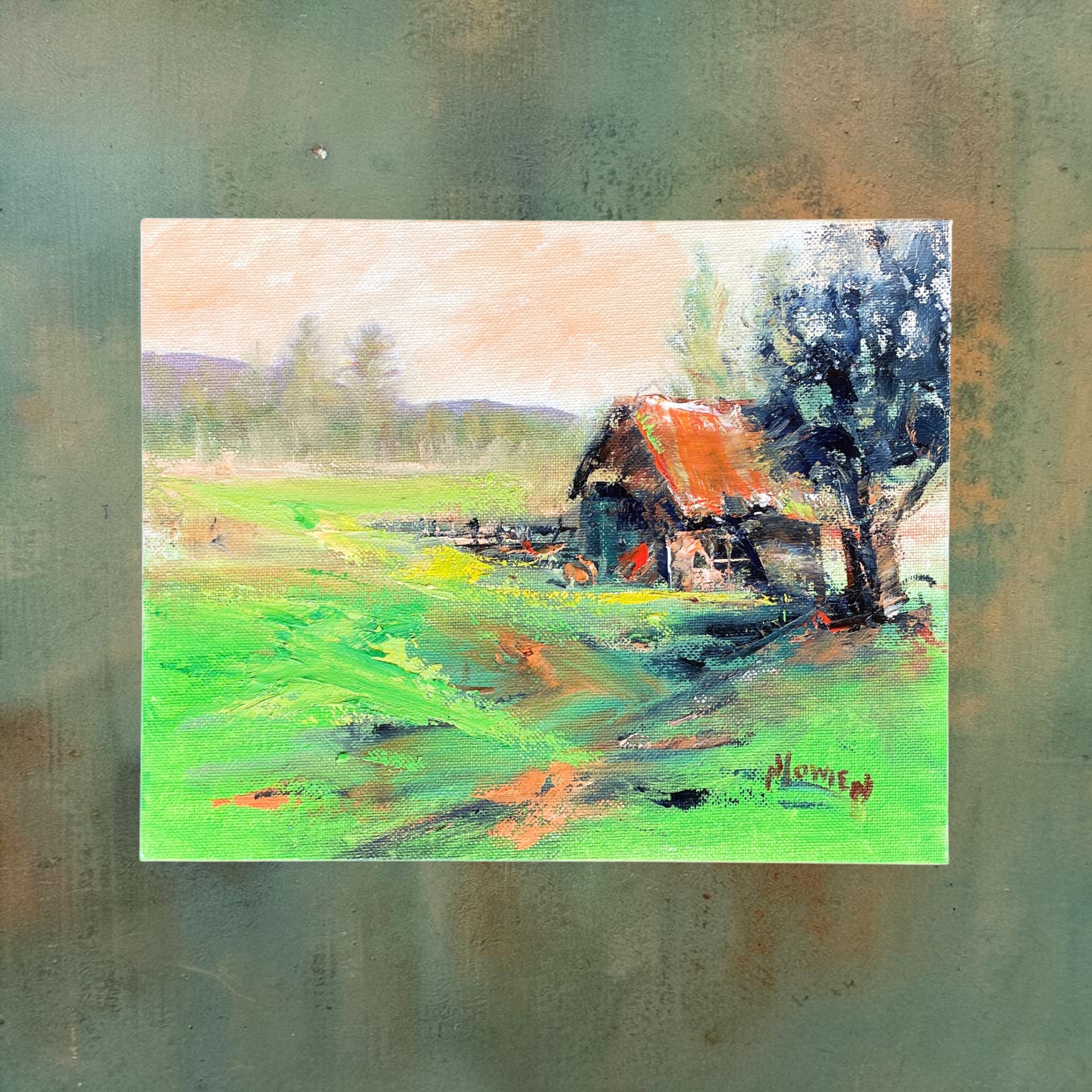 "GREEN MEADOWS" ~ Original Oil Painting by Noela Lowien - Image 4