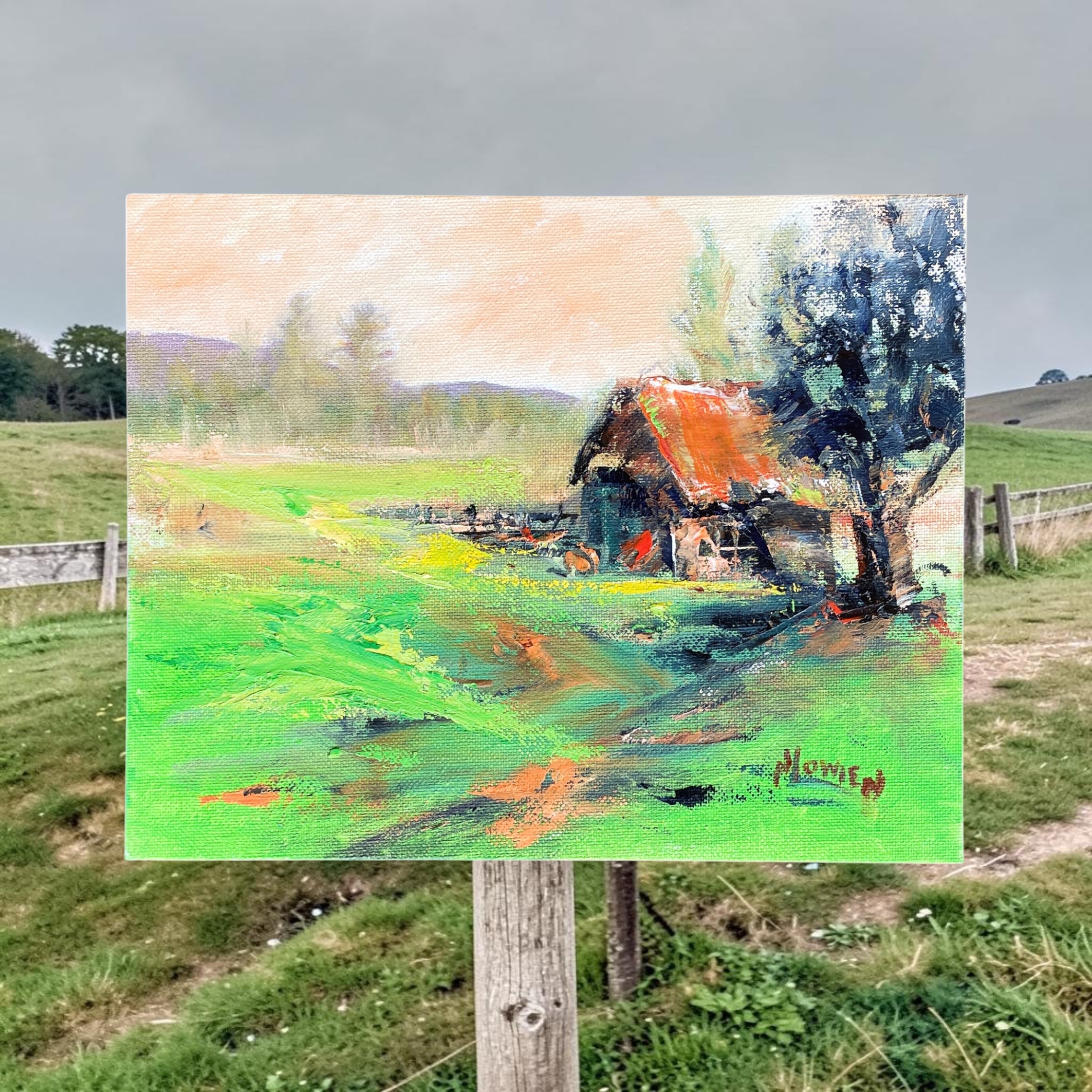 "GREEN MEADOWS" ~ Original Oil Painting by Noela Lowien - Image 6