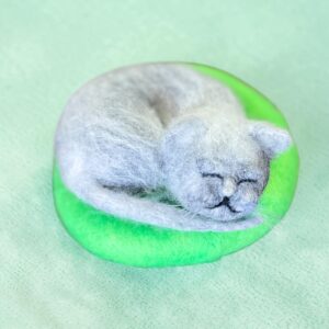 "SLEEPING KITTEN #34" ~ Needle Felted by Jan Woodhouse