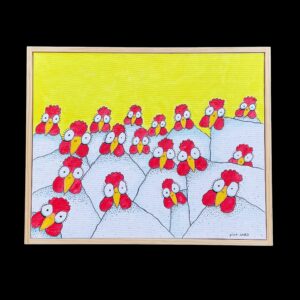 "CURIOUS CHOOKS"~ Original Ink and Acrylic Painting by Mike Jones