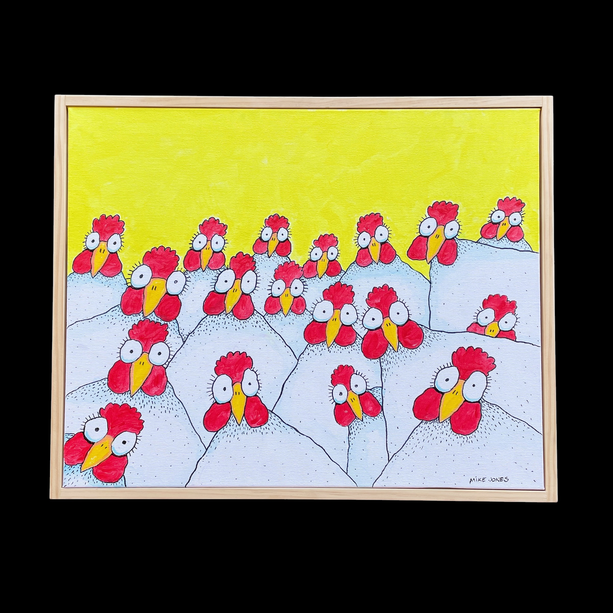 "CURIOUS CHOOKS"~ Original Ink and Acrylic Painting by Mike Jones