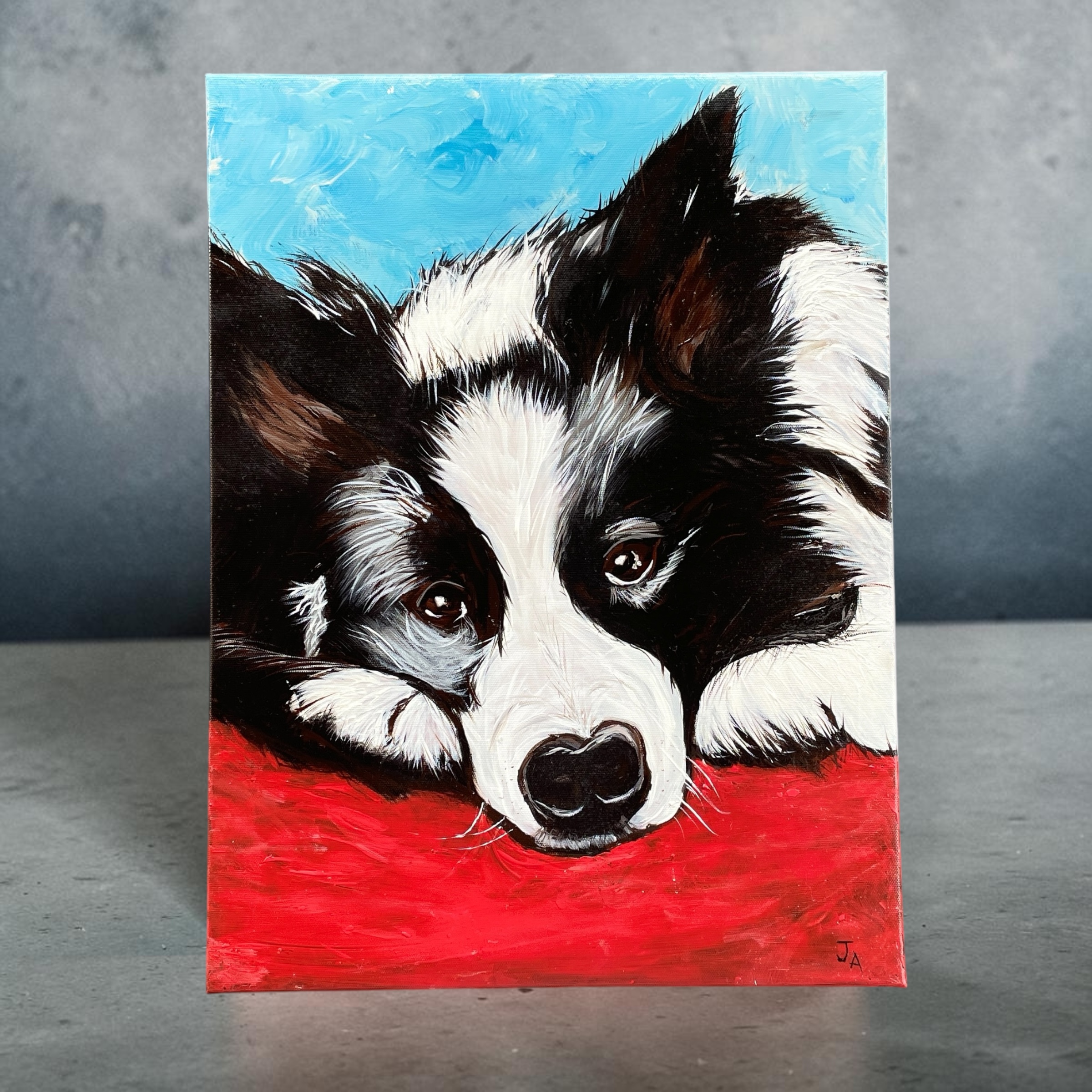 "CUTE COLLIE" ~ Original Acrylic Painting by Julie Burton-Jones - Image 6