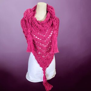 "HAND CROCHETED SHAWL" ~ in Magenta by Hedi English