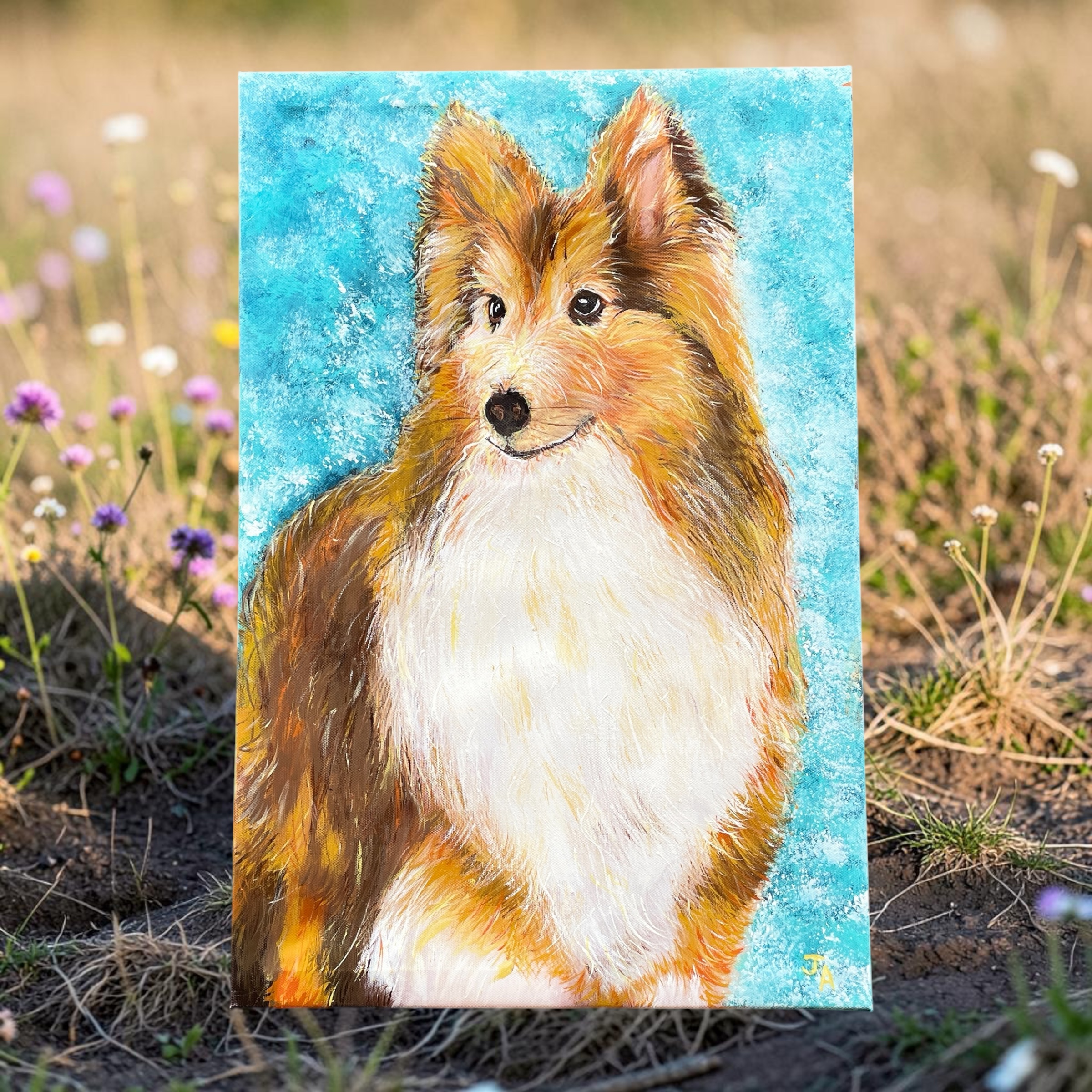 "LASSIE THE ROUGH COLLIE" ~ Original Acrylic Painting by Julie Burton-Jones