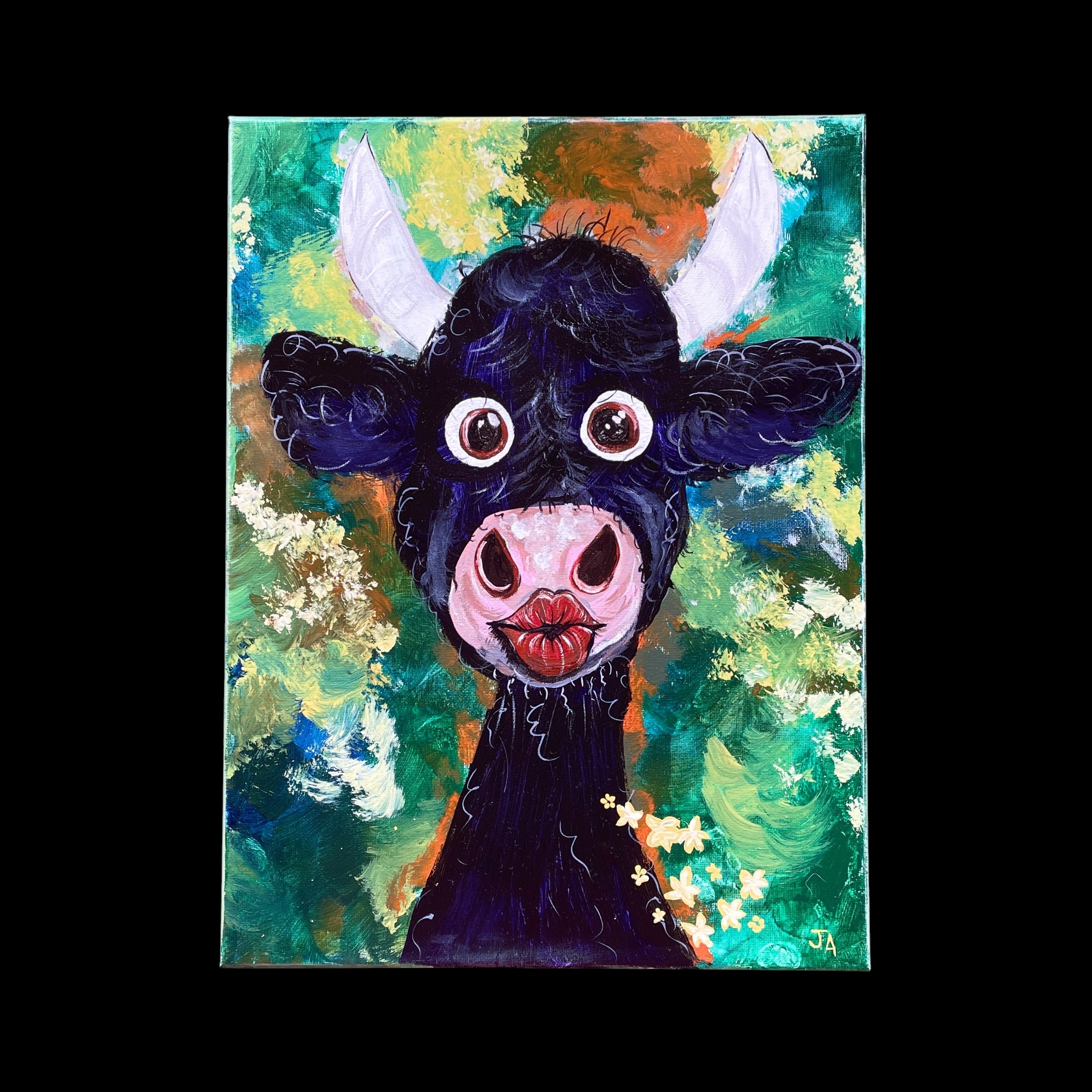 "SMOOCHY COW" ~ Original Acrylic Painting by Julie Burton-Jones - Image 5