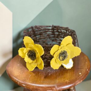 "BARBED WIRE POT-HOLDER" ~ with Yellow Flowers by Lynelle Smith
