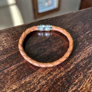 "PLAITED LEATHER BRACELET" ~ Single in Tan by Wanita Stanley
