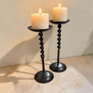 "TWO METAL CANDLE HOLDERS" ~ Drill Bit Base by Kunde Engineering