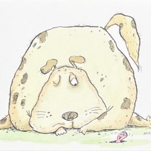 "DOG AND WORM #3"~ Original Ink and Acrylic Illustration by Mike Jones