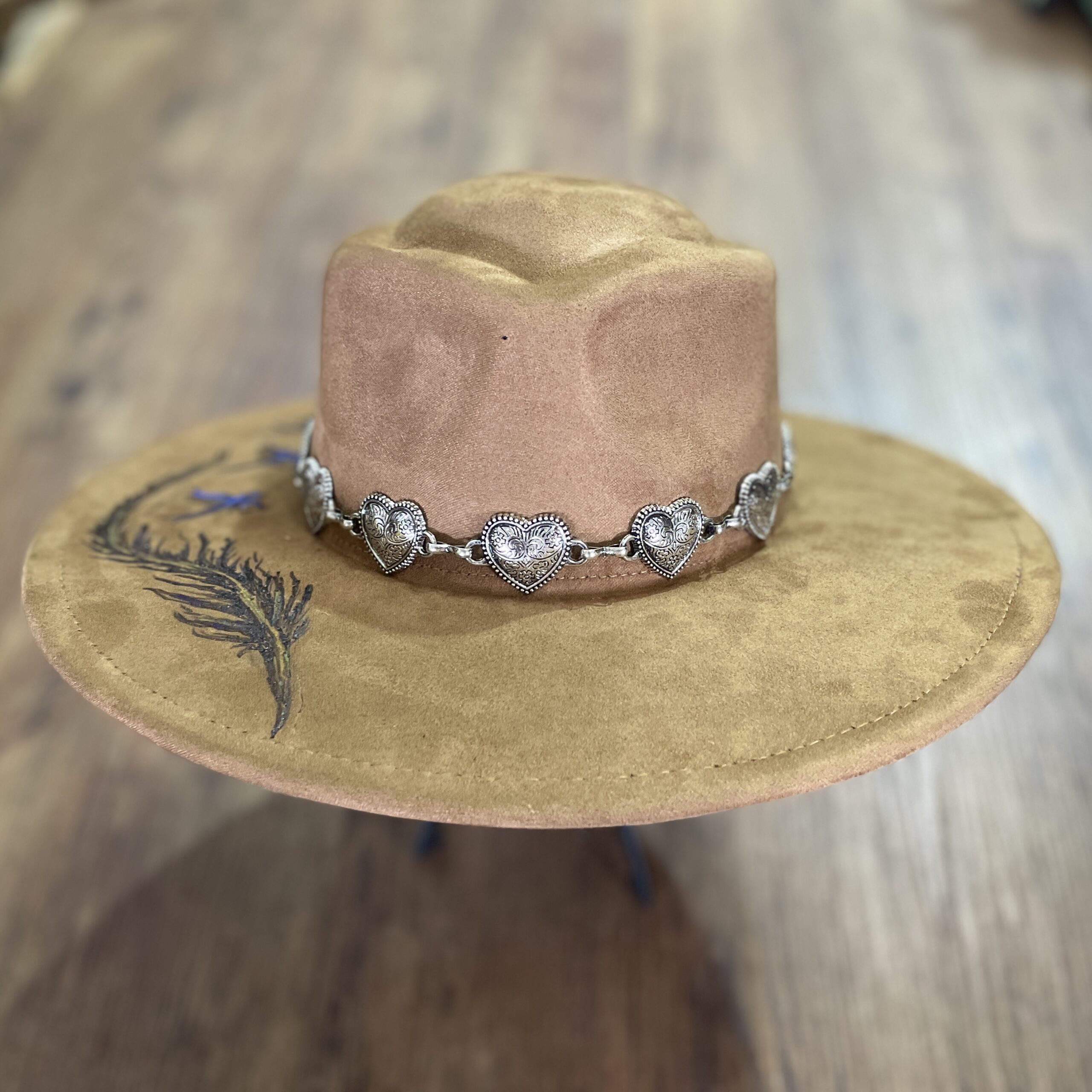 "BLUEBIRDS" ~ Decorated Felt Hat by Chris Young - Image 3