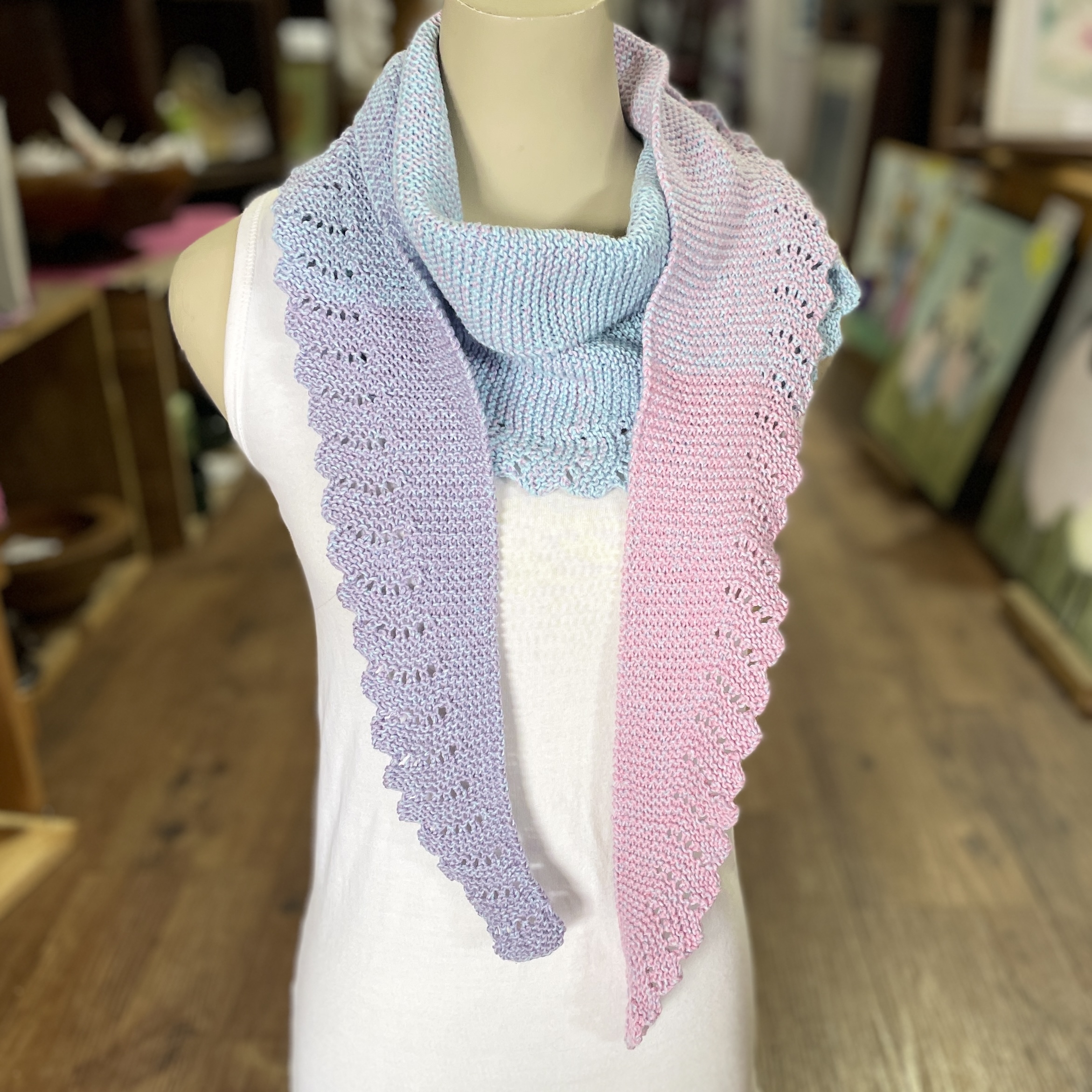 "LACEY SCARF" ~ in Shades of Pink Blue Lavender by Anne Grant - Image 2
