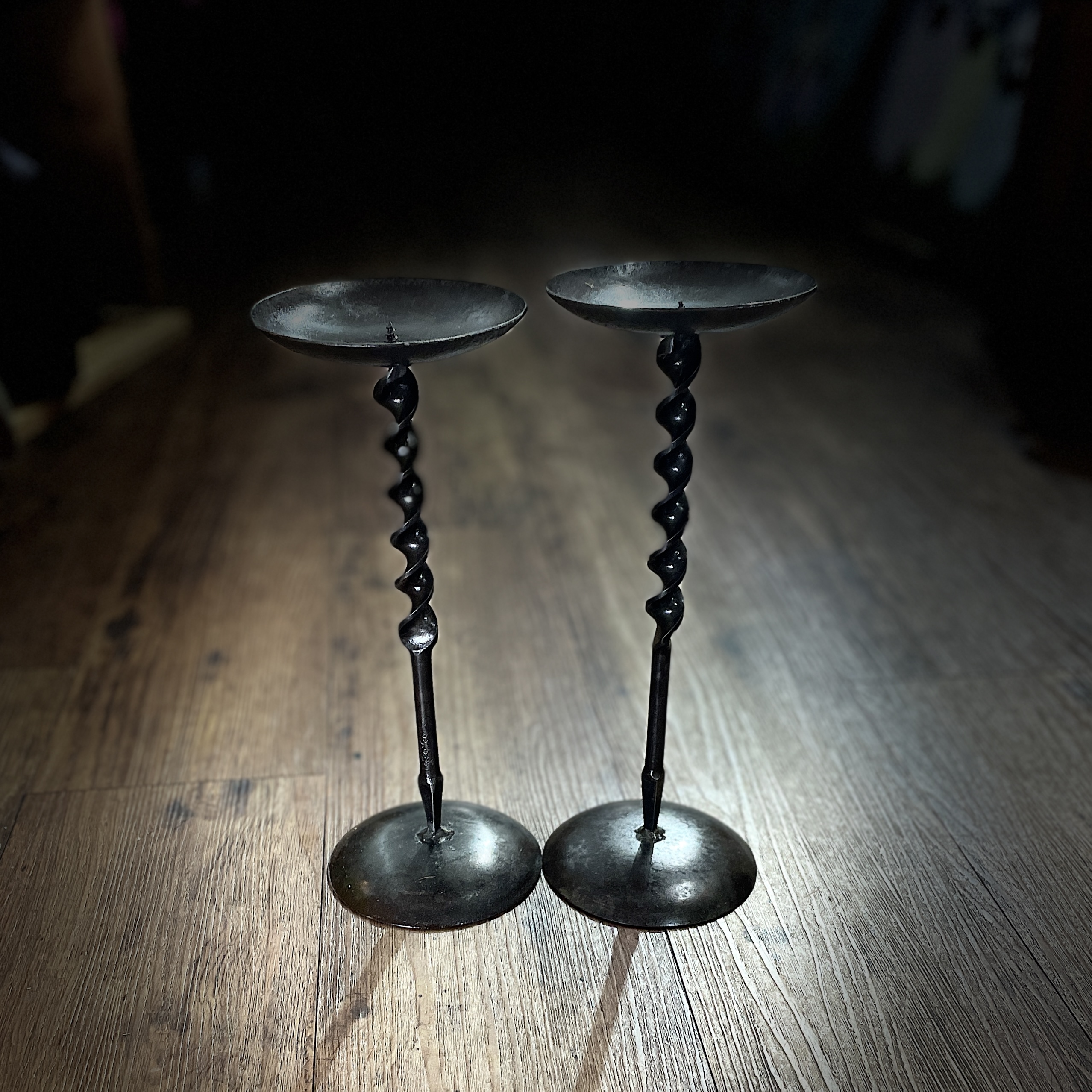 "TWO METAL CANDLE HOLDERS" ~ Drill Bit Base by Kunde Engineering - Image 3