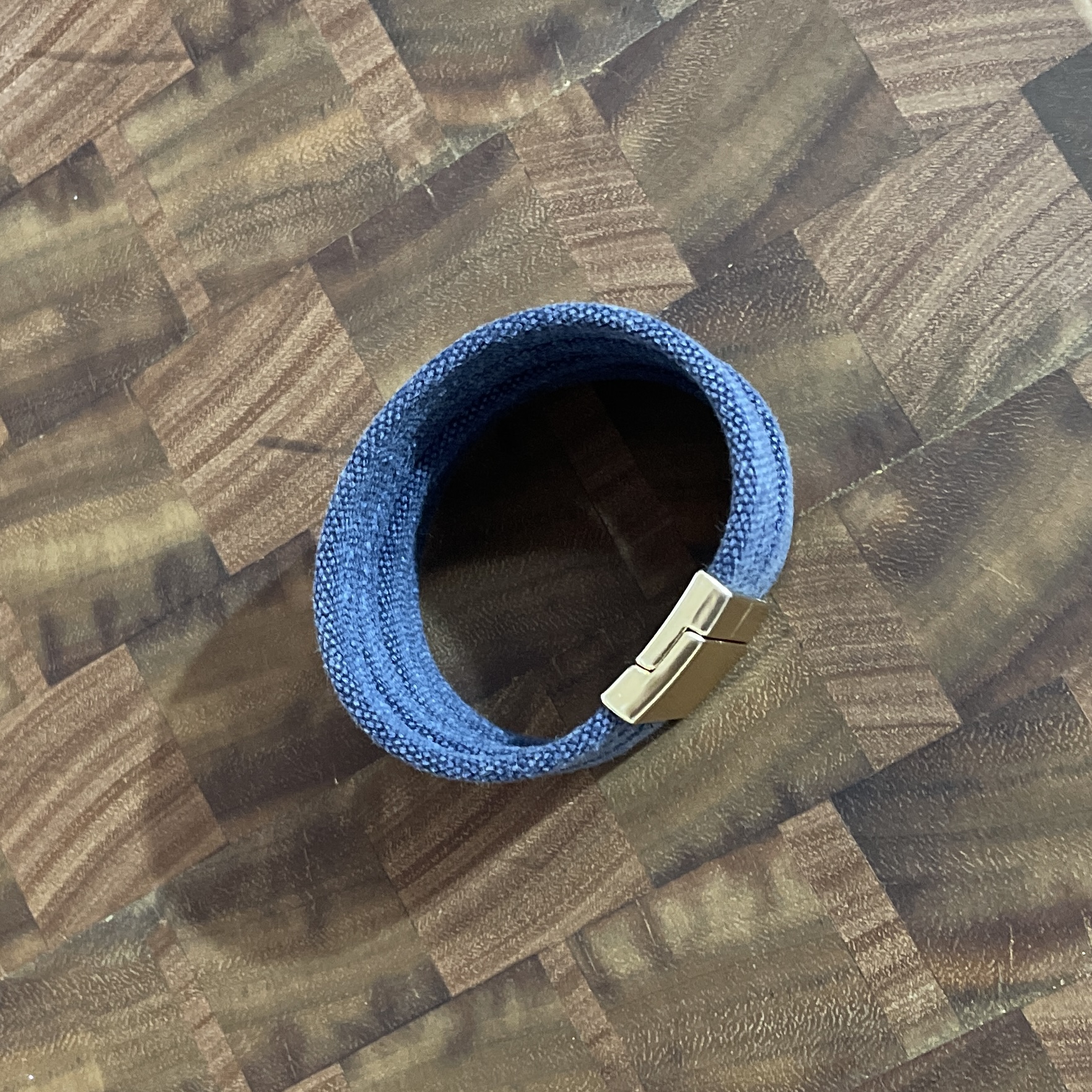 "THICK CANVAS 4 ROW CUFF" ~ in Denim Blue by Wanita Stanley - Image 3