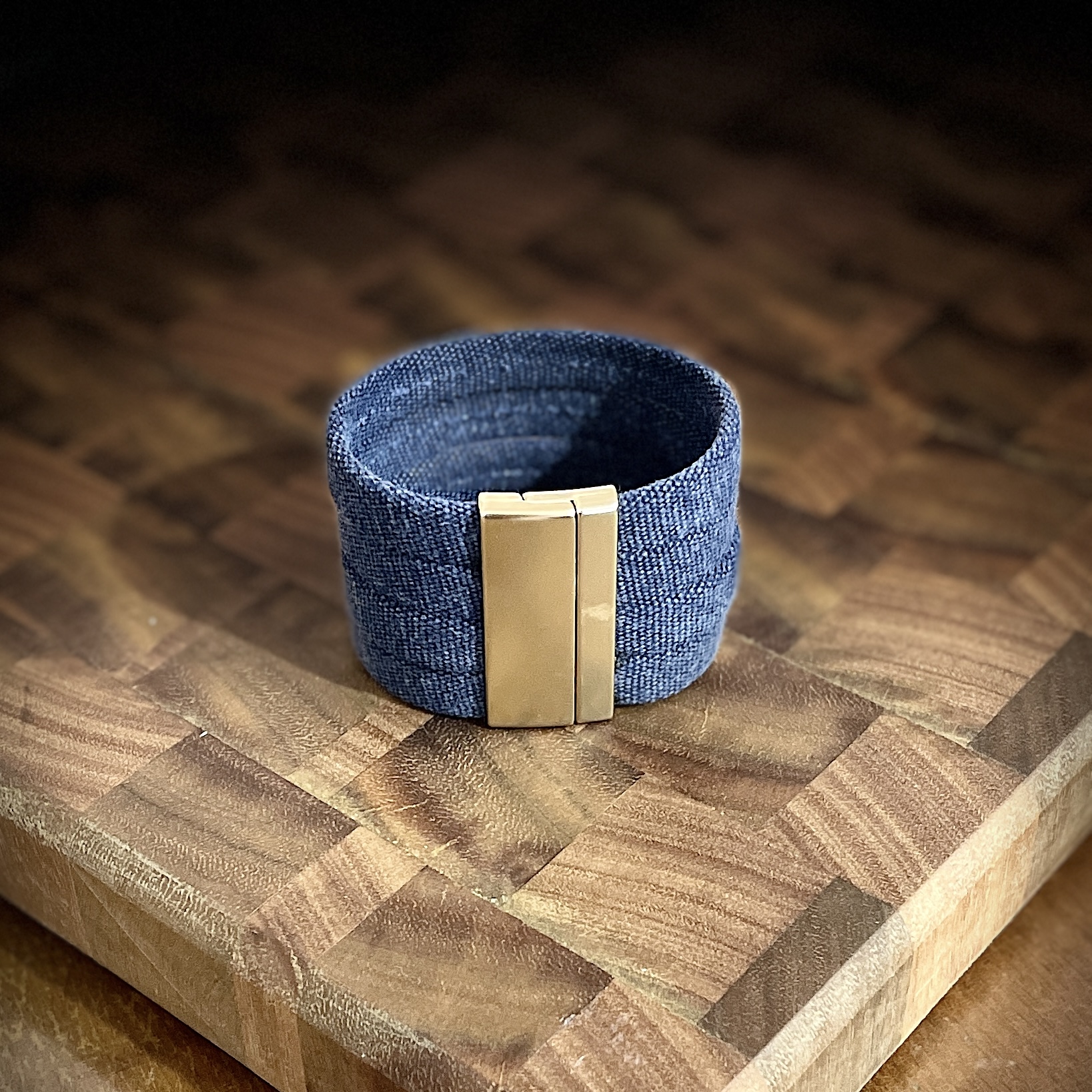 "THICK CANVAS 4 ROW CUFF" ~ in Denim Blue by Wanita Stanley - Image 4