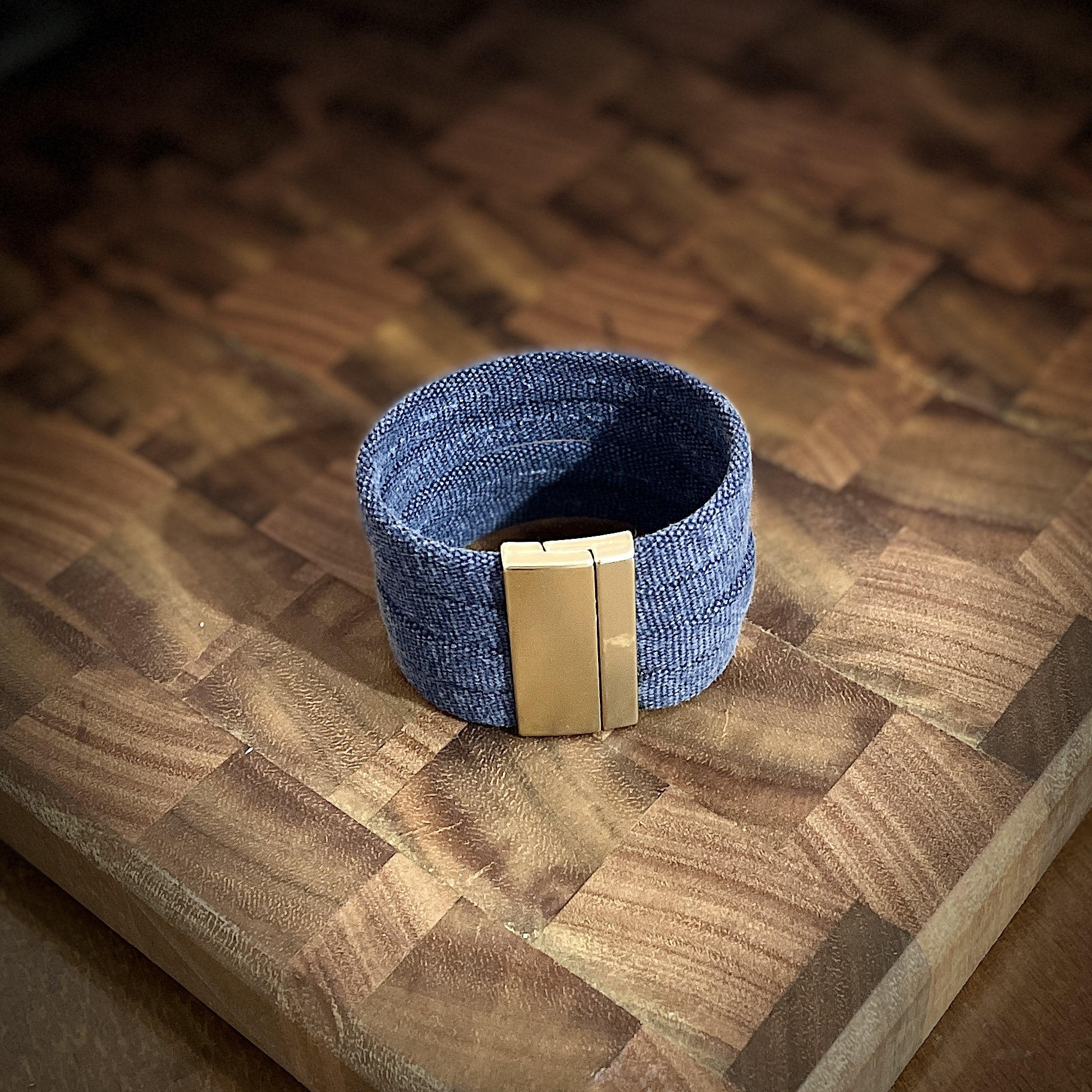 "THICK CANVAS 4 ROW CUFF" ~ in Denim Blue by Wanita Stanley - Image 5