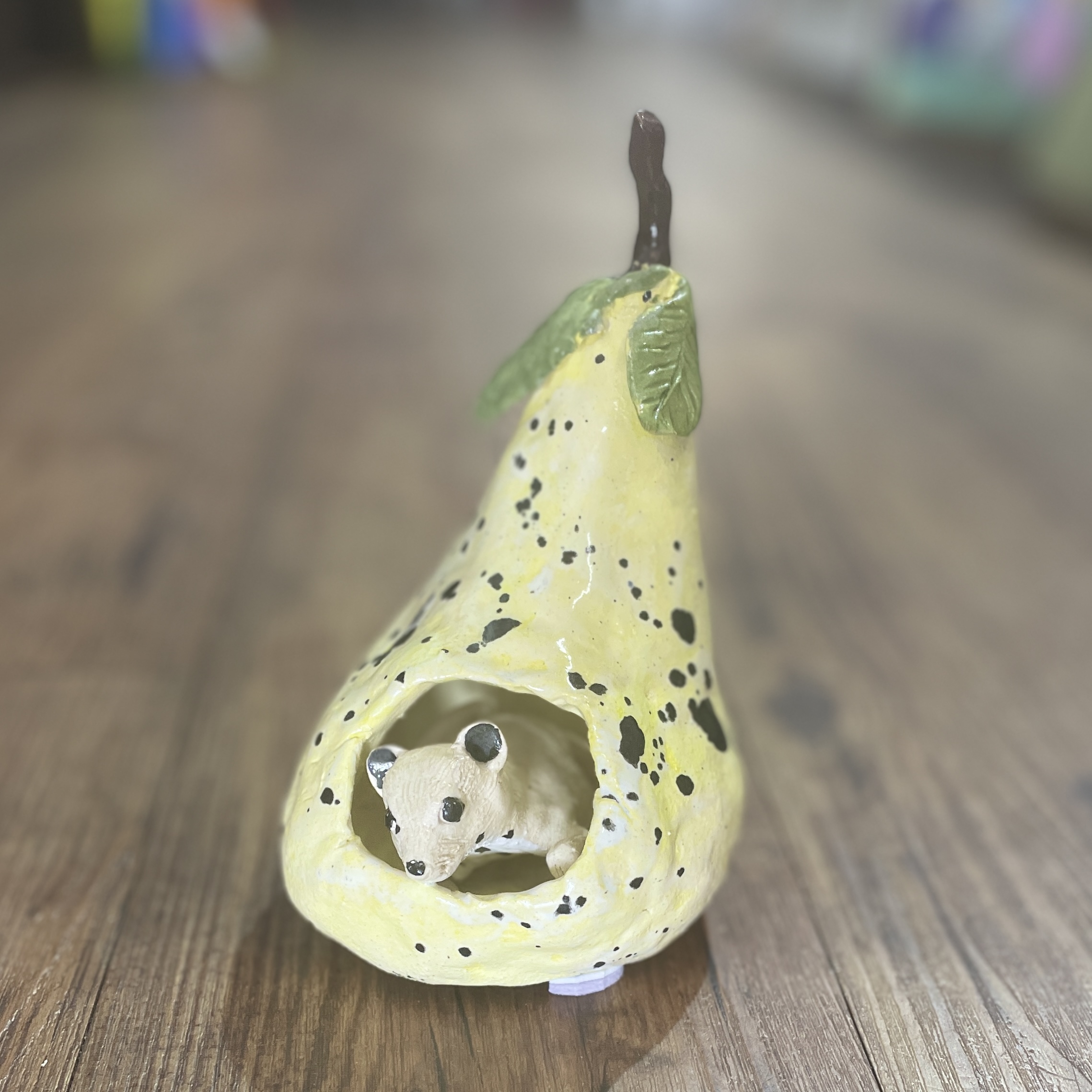 "MOUSE IN PEAR" ~ Hand Built Pottery by Garry Mudge - Image 2