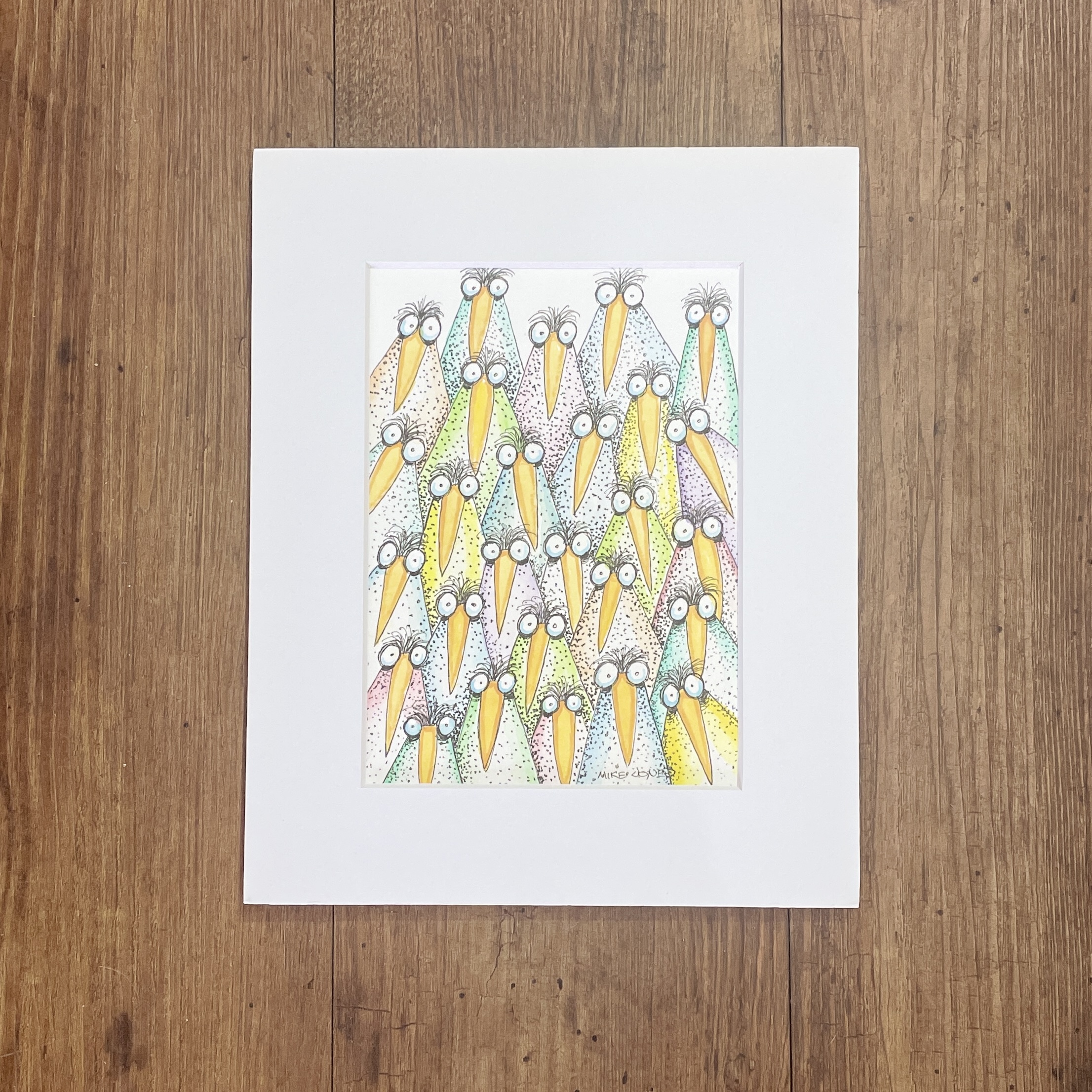 "FLOCK OF SPOTTY BIRDS #14"~ Original Ink and Acrylic Illustration by Mike Jones - Image 2