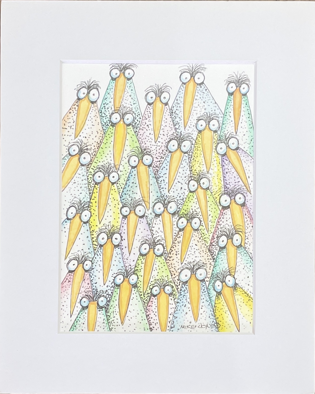 "FLOCK OF SPOTTY BIRDS #14"~ Original Ink and Acrylic Illustration by Mike Jones - Image 3