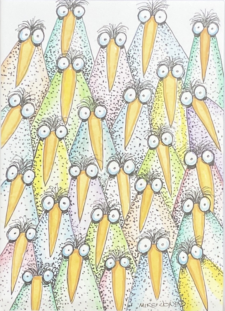 "FLOCK OF SPOTTY BIRDS #14"~ Original Ink and Acrylic Illustration by Mike Jones - Image 4