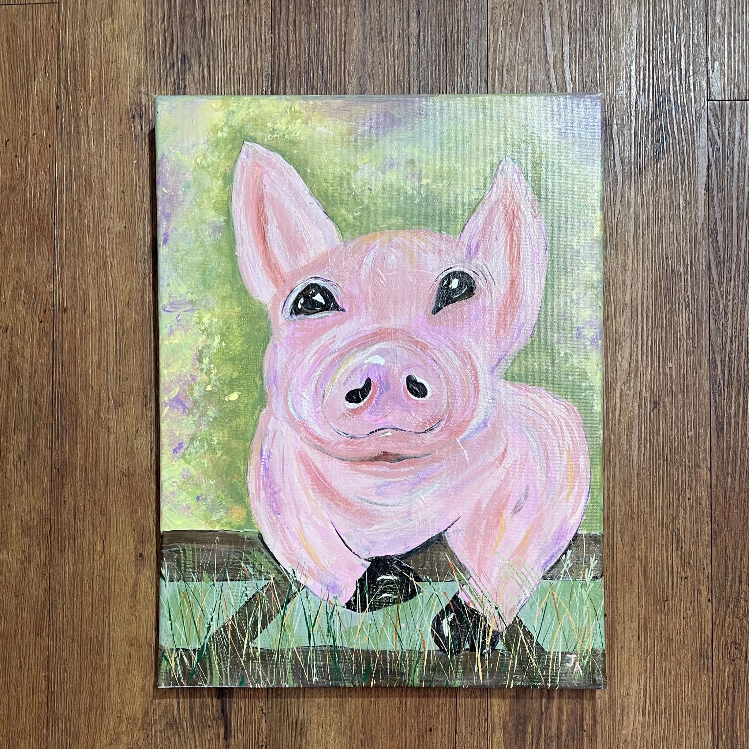 "NOSEY PIG" ~ Original Acrylic Painting by Julie Burton-Jones - Image 4