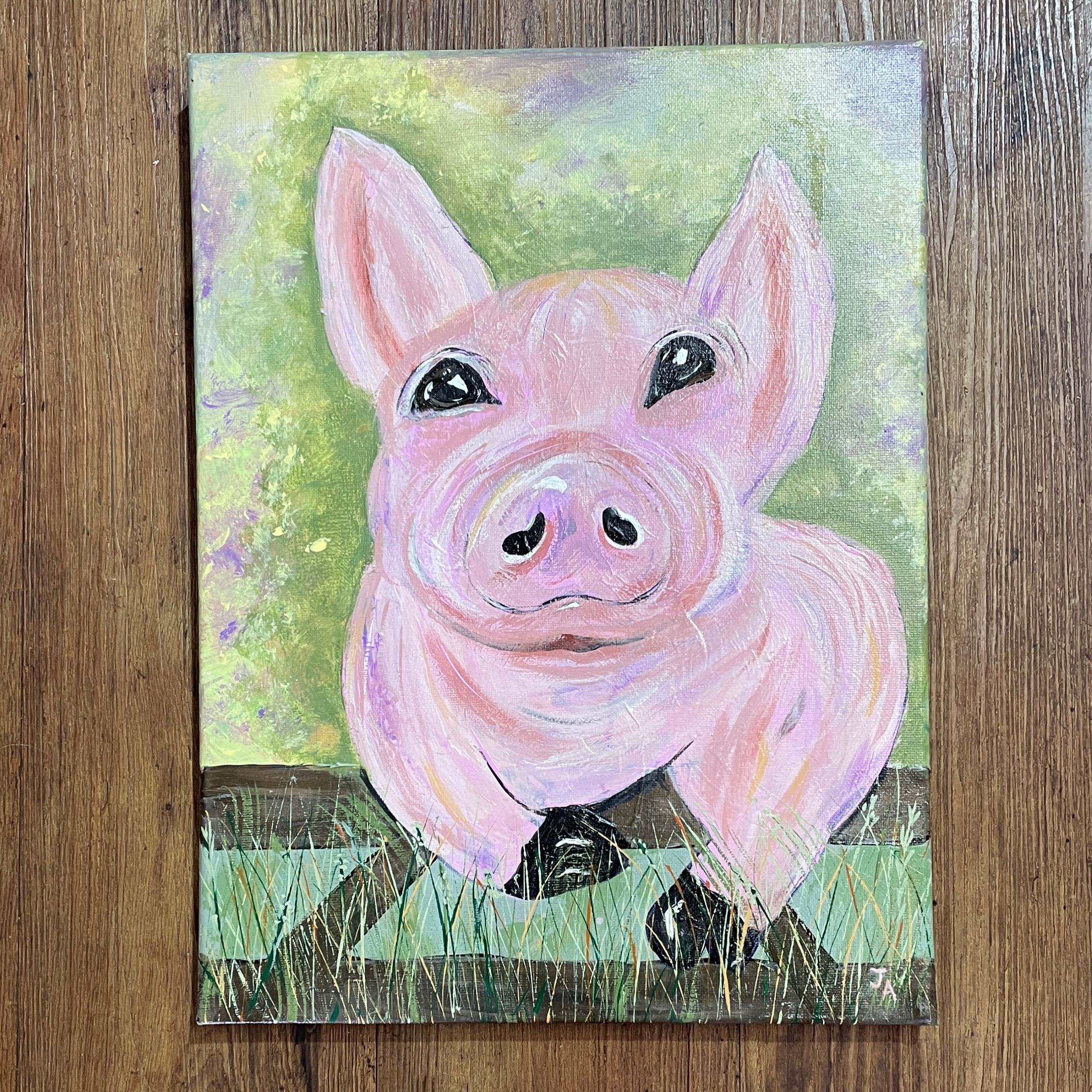 "NOSEY PIG" ~ Original Acrylic Painting by Julie Burton-Jones - Image 5