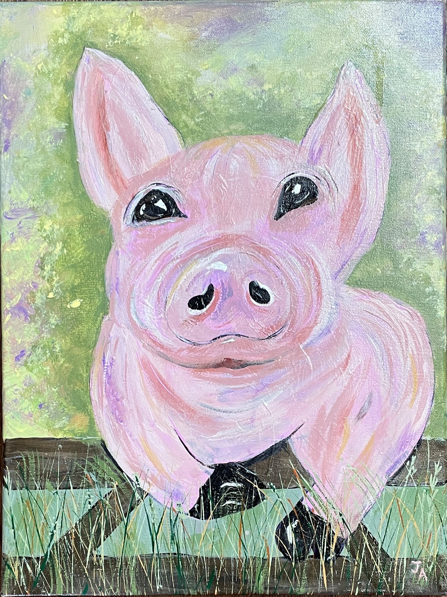 "NOSEY PIG" ~ Original Acrylic Painting by Julie Burton-Jones - Image 6