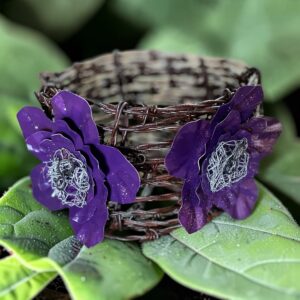 "BARBED WIRE POT-HOLDER" ~ with Purple Flowers by Lynelle Smith