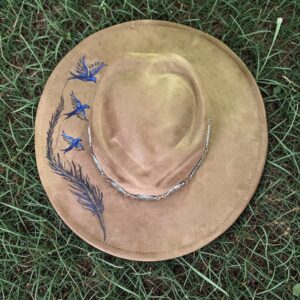 "BLUEBIRDS" ~ Decorated Felt Hat by Chris Young