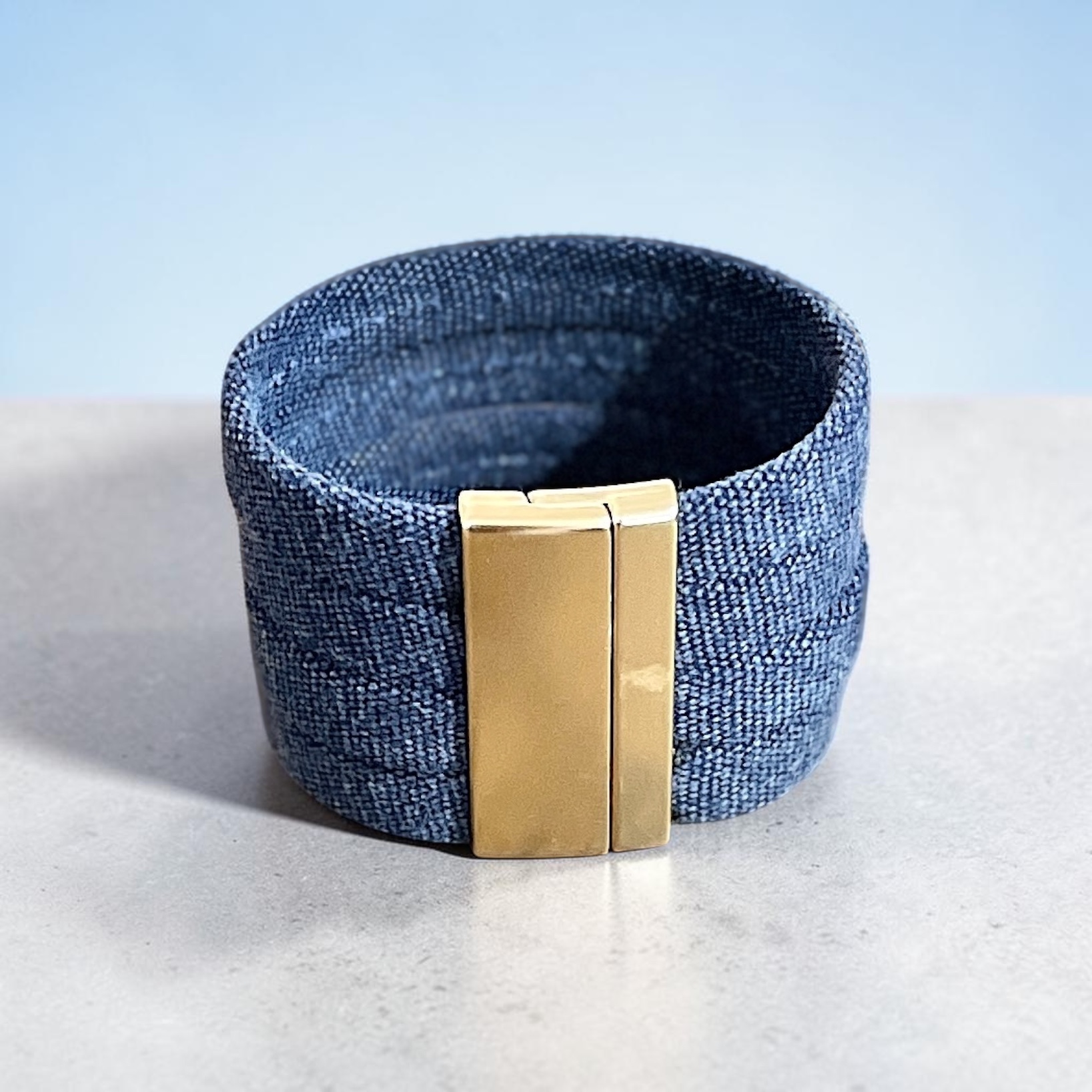 "THICK CANVAS 4 ROW CUFF" ~ in Denim Blue by Wanita Stanley - Image 6