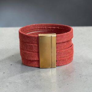 "THICK CANVAS 4 ROW CUFF" ~ in Brick Red by Wanita Stanley