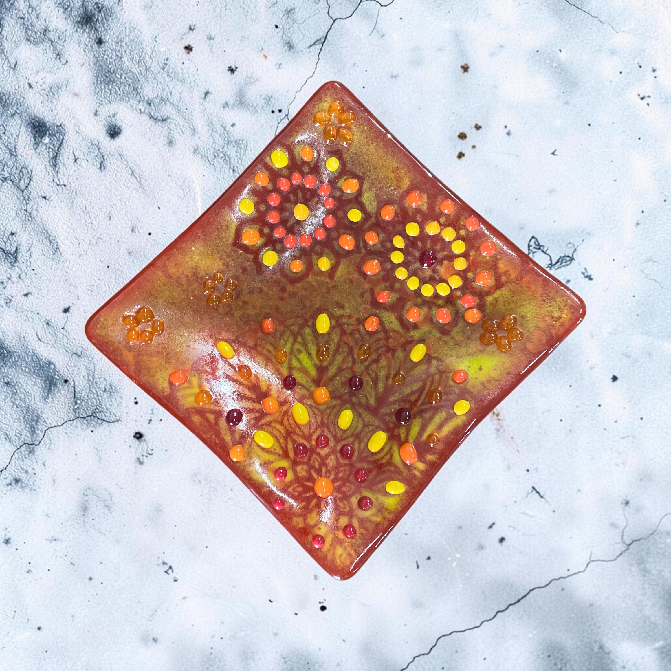 "FIREWORKS PLATTER" ~ Kiln Fired Glass by Sylvia Free - Image 2