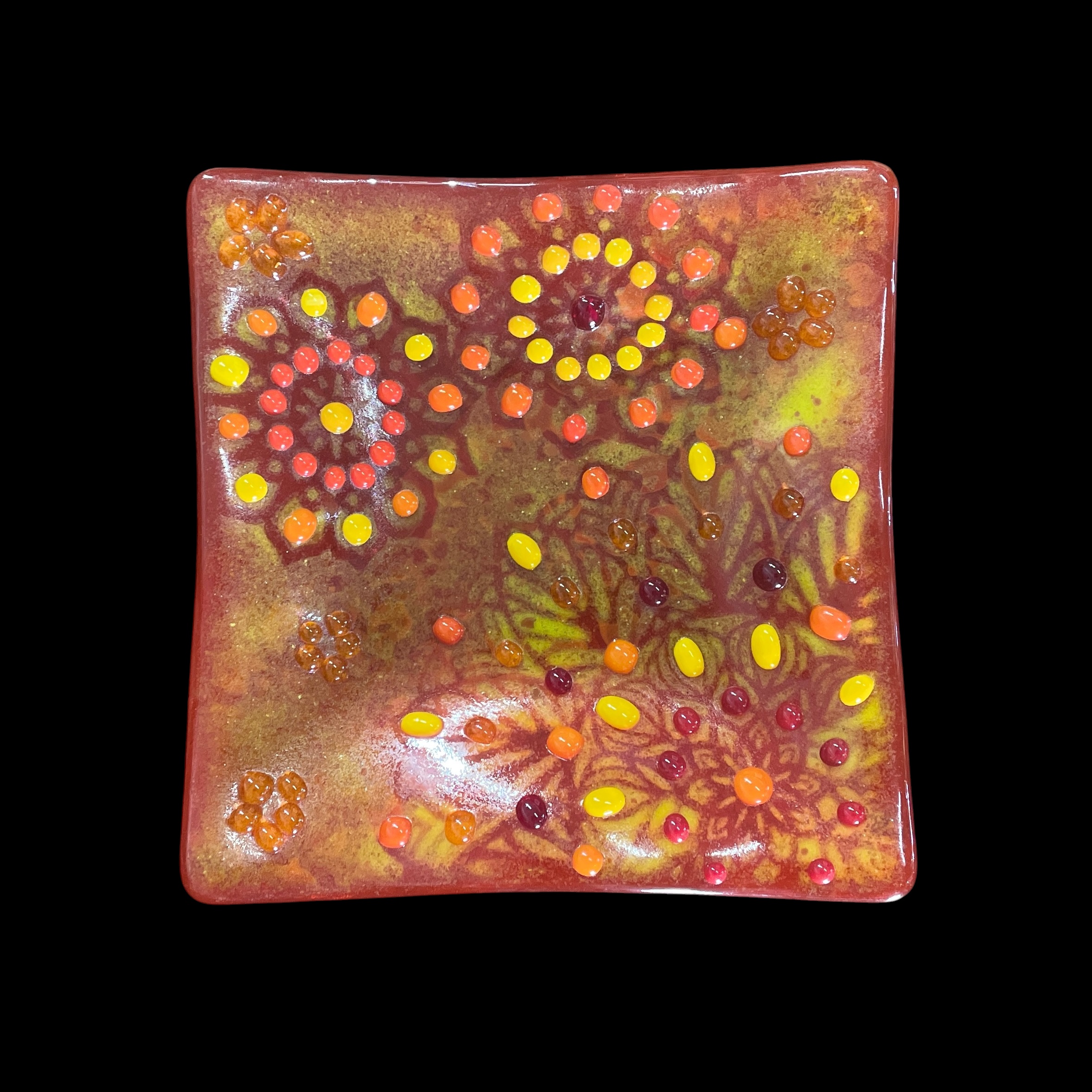 "FIREWORKS PLATTER" ~ Kiln Fired Glass by Sylvia Free - Image 3