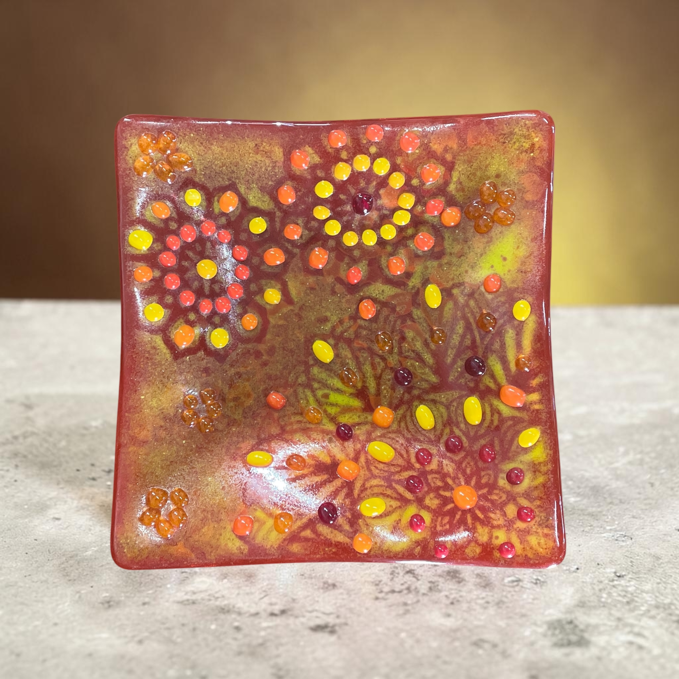 "FIREWORKS PLATTER" ~ Kiln Fired Glass by Sylvia Free - Image 4