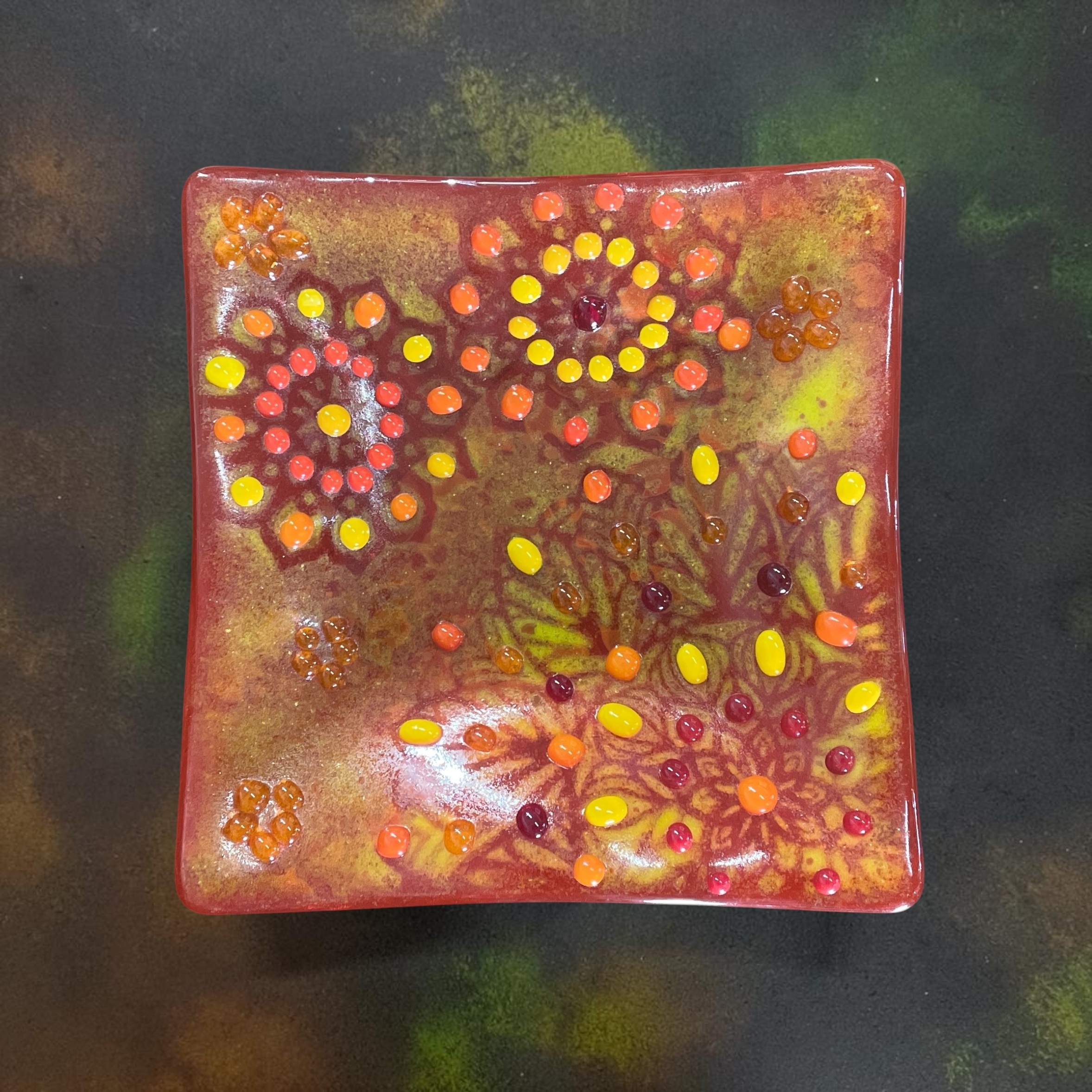 "FIREWORKS PLATTER" ~ Kiln Fired Glass by Sylvia Free - Image 5