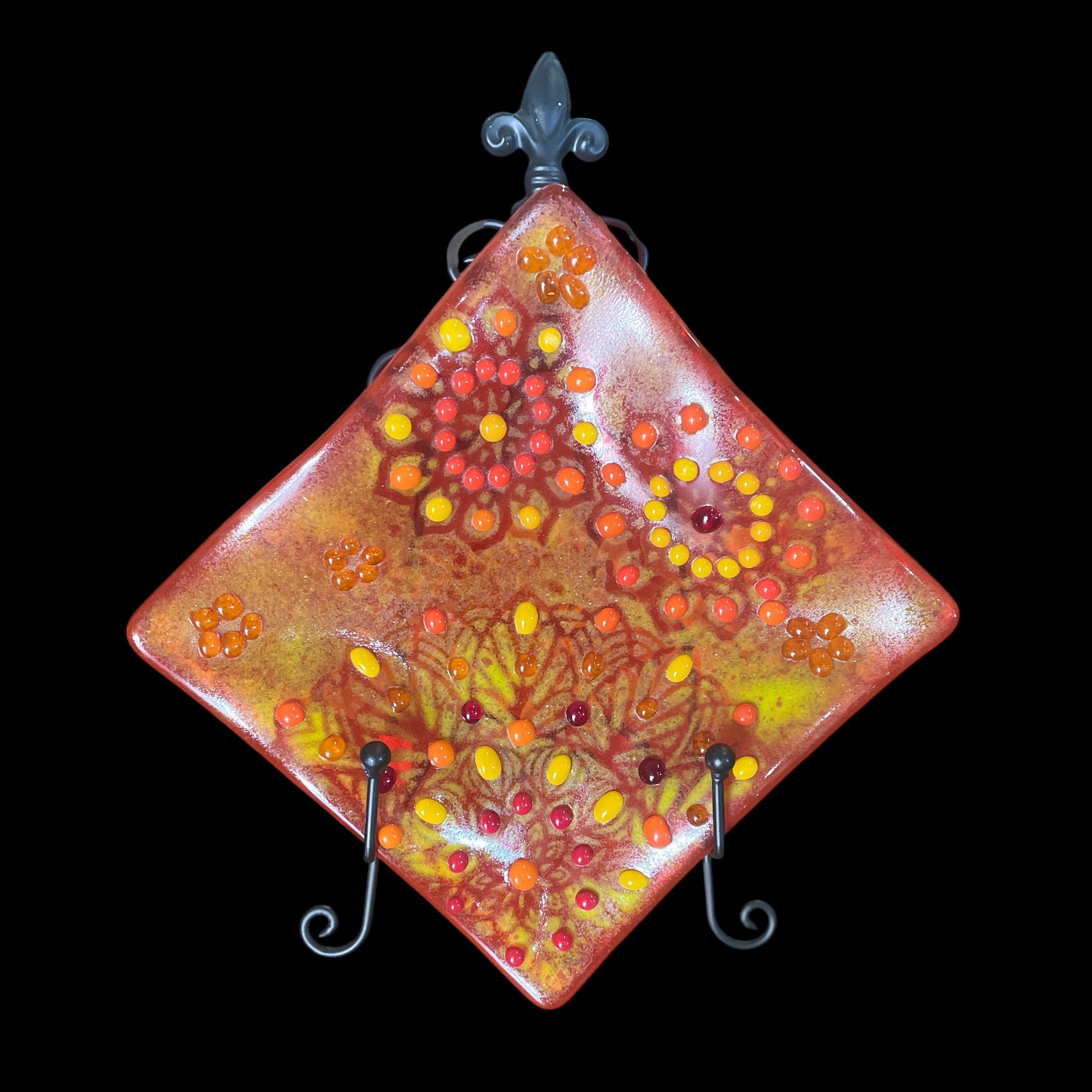 "FIREWORKS PLATTER" ~ Kiln Fired Glass by Sylvia Free