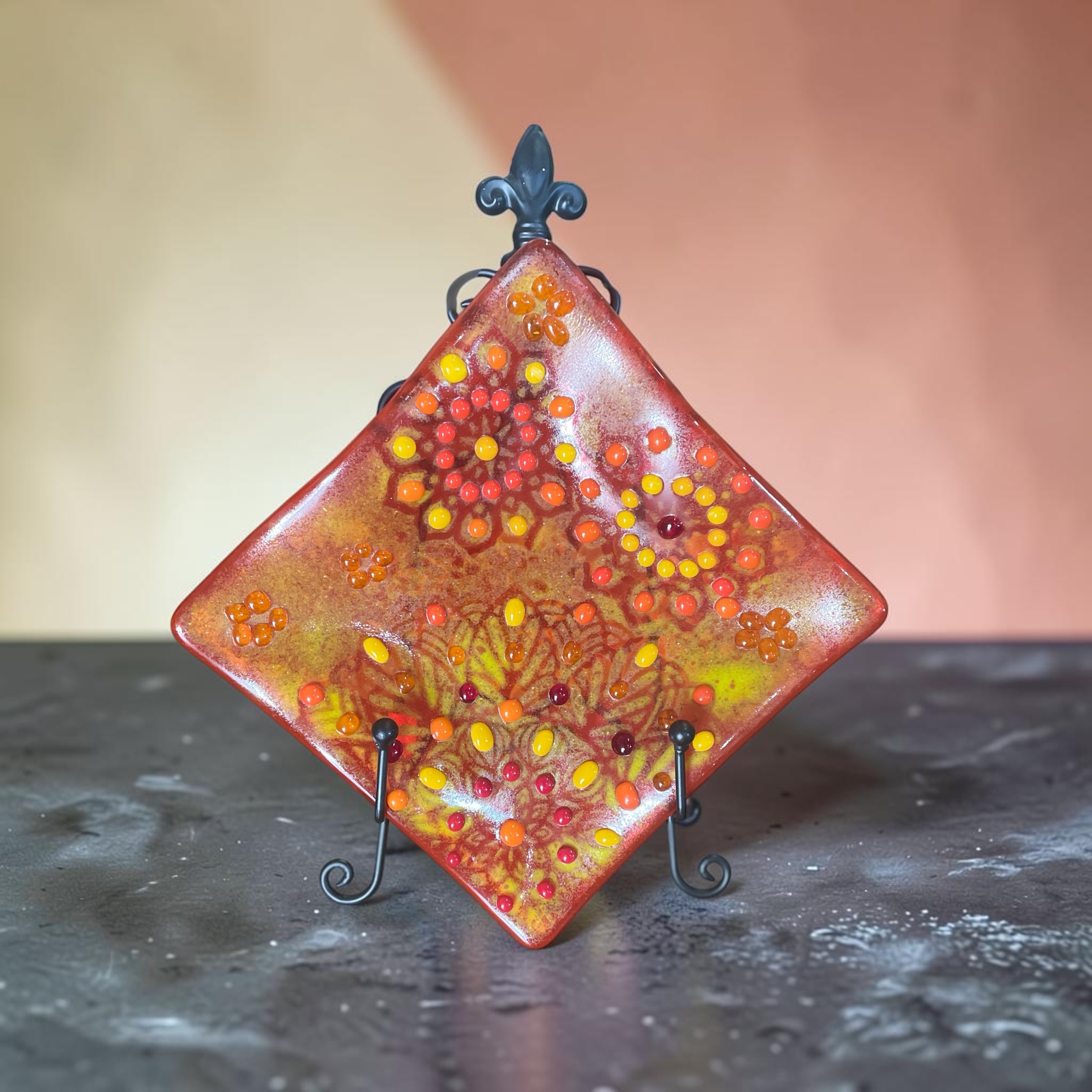 "FIREWORKS PLATTER" ~ Kiln Fired Glass by Sylvia Free - Image 6