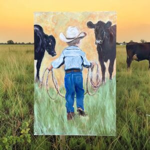 "TEACH 'EM YOUNG" ~ Original Acrylic Painting by Julie Burton-Jones