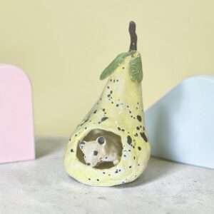 "MOUSE IN PEAR" ~ Hand Built Pottery by Garry Mudge