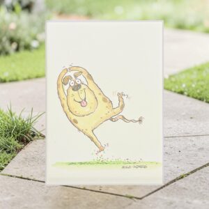 "LEAPING DOG #13"~ Original Ink and Acrylic Illustration by Mike Jones