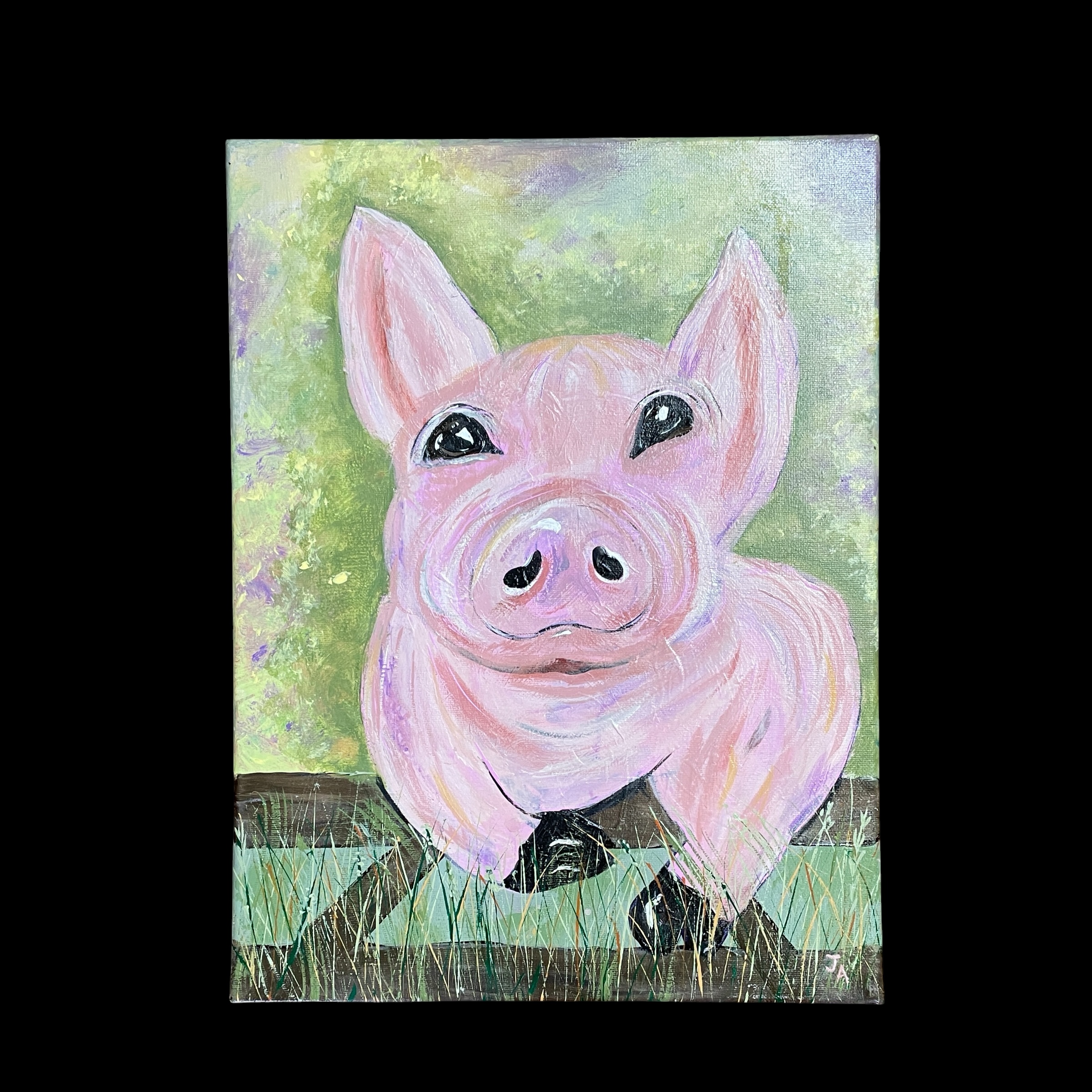 "NOSEY PIG" ~ Original Acrylic Painting by Julie Burton-Jones - Image 2