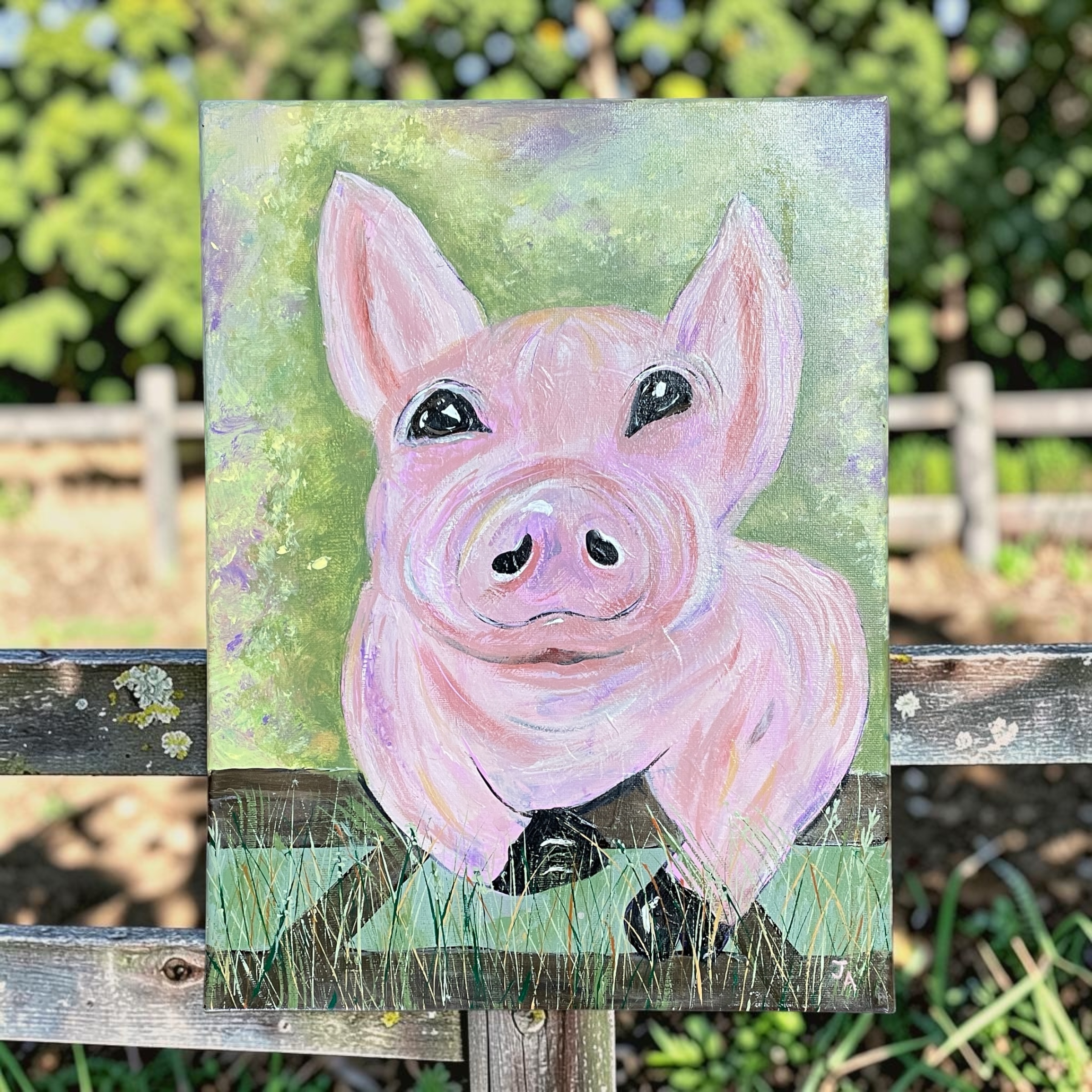 "NOSEY PIG" ~ Original Acrylic Painting by Julie Burton-Jones - Image 3